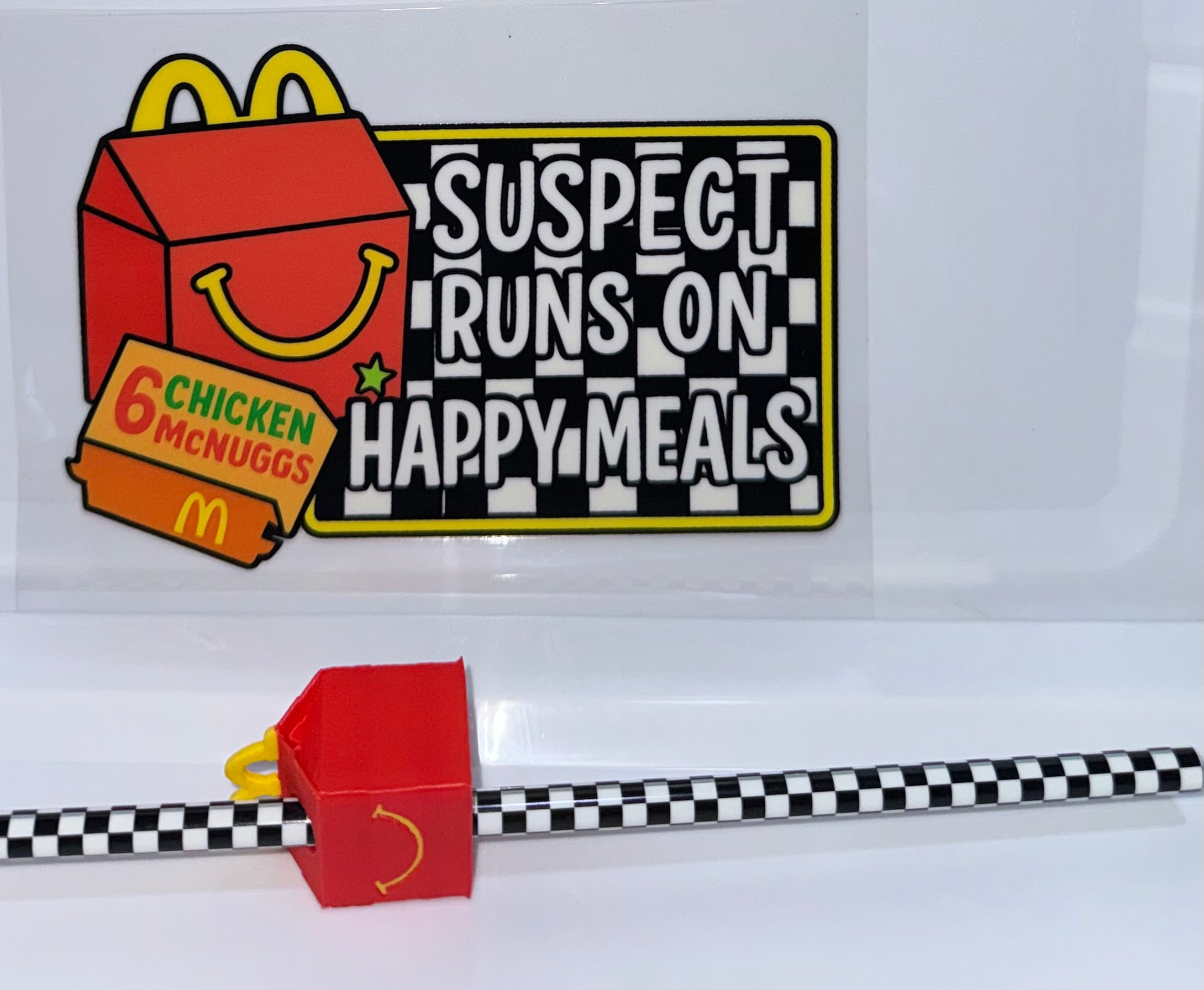 Suspect Runs on Happy Meals Wrap, Straw and Topper set