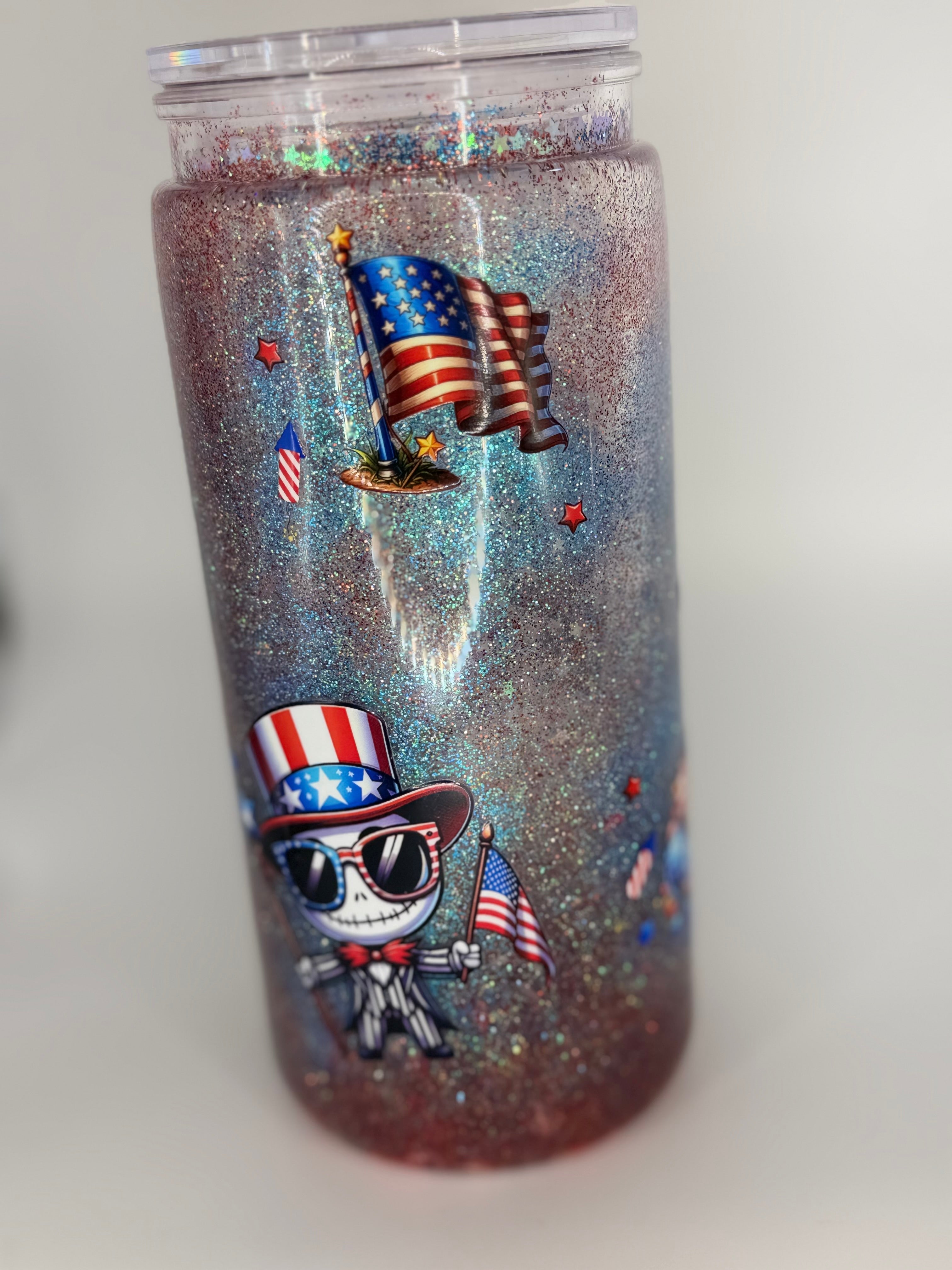 20 oz Patriot Jack S snow globe cup