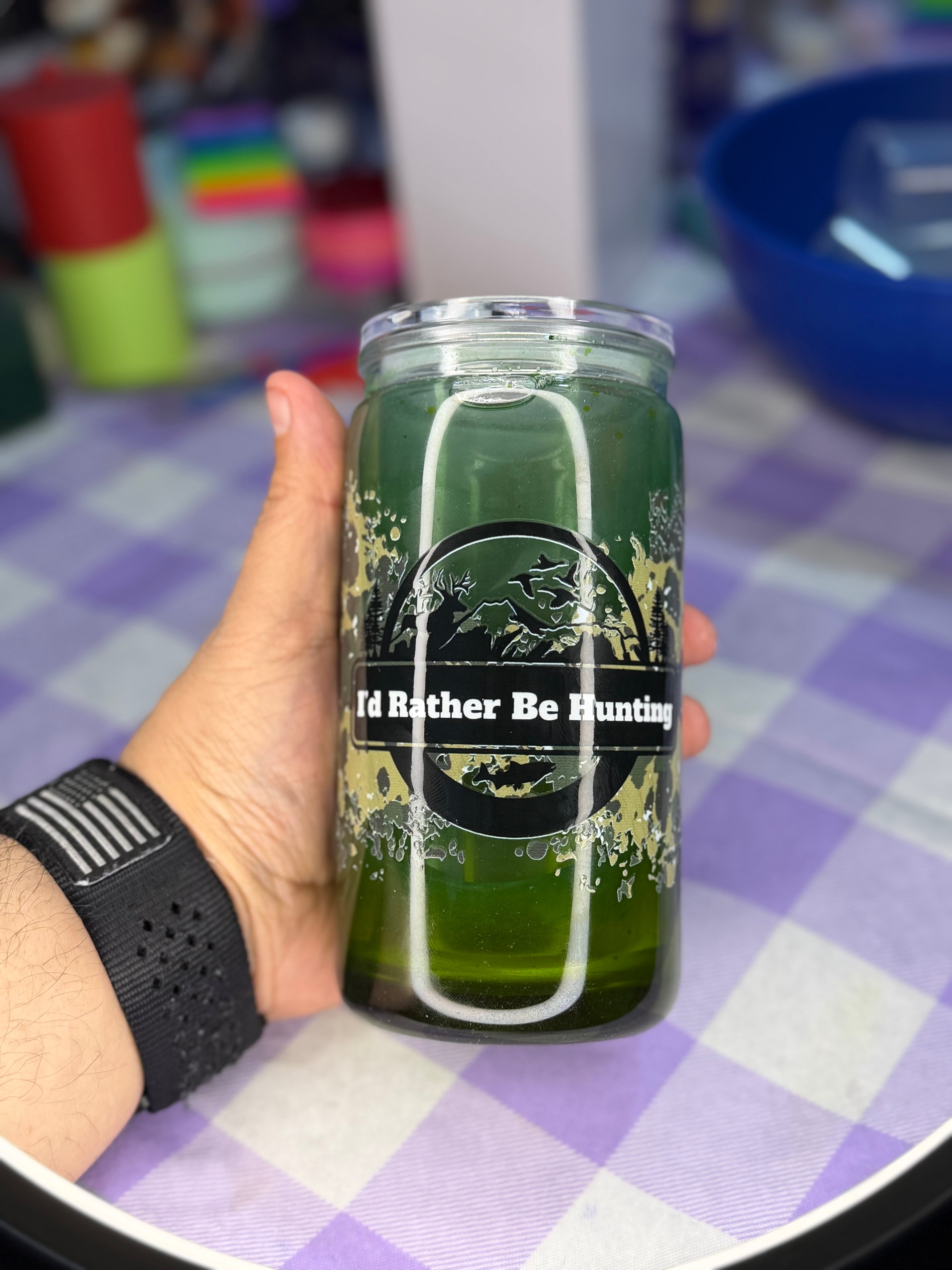 16 oz I’d Rather be Hunting Lava snow globe cup