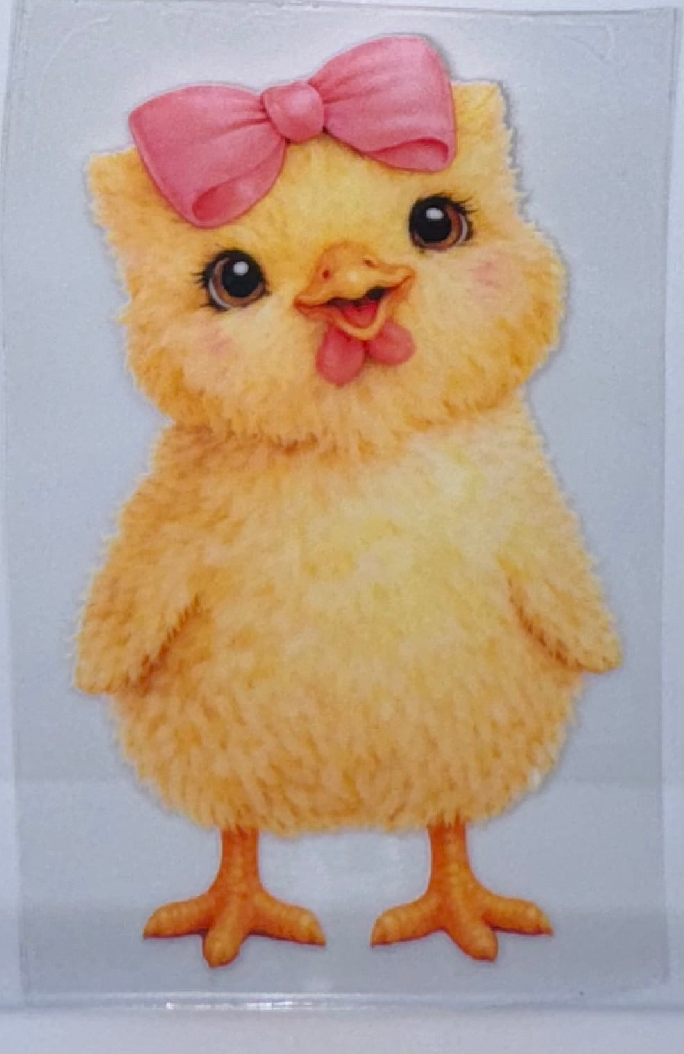 Chick with pink bow decal