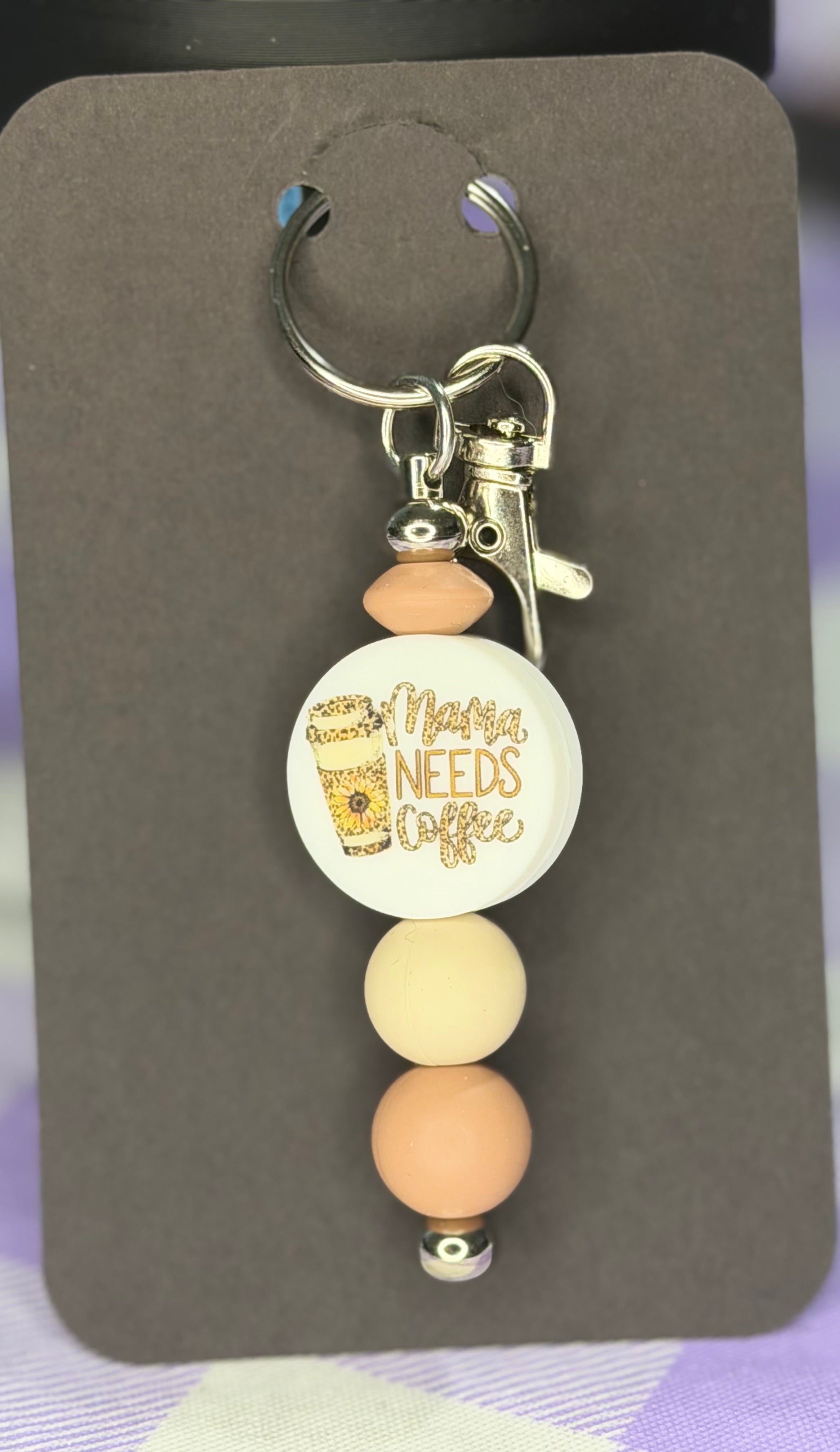Mama needs Coffee beaded key chain