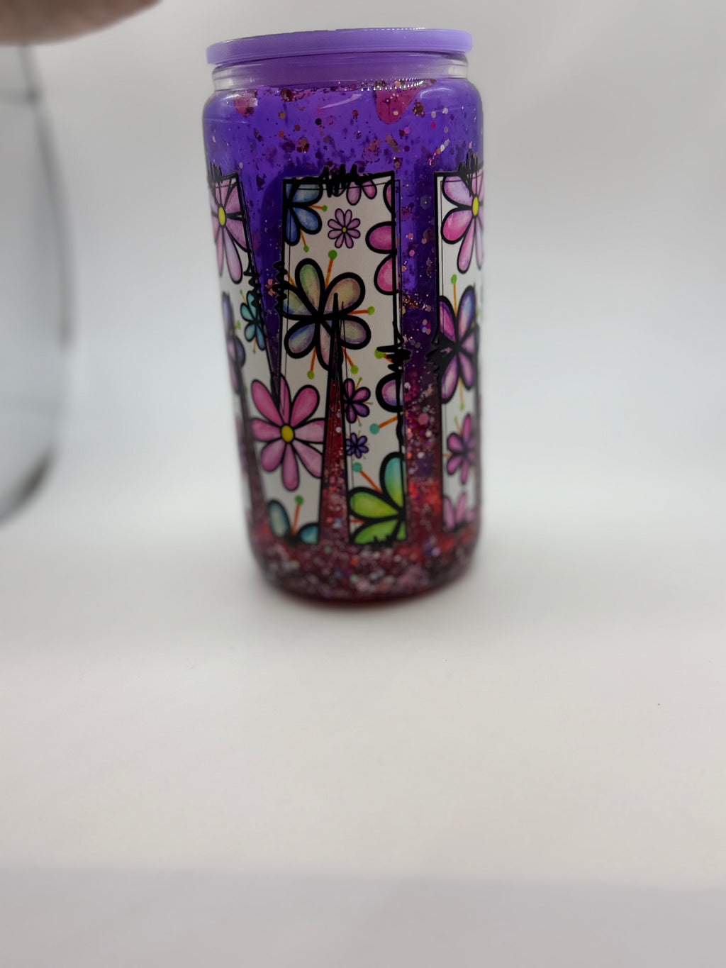 16 oz Mom glass snow globe cup