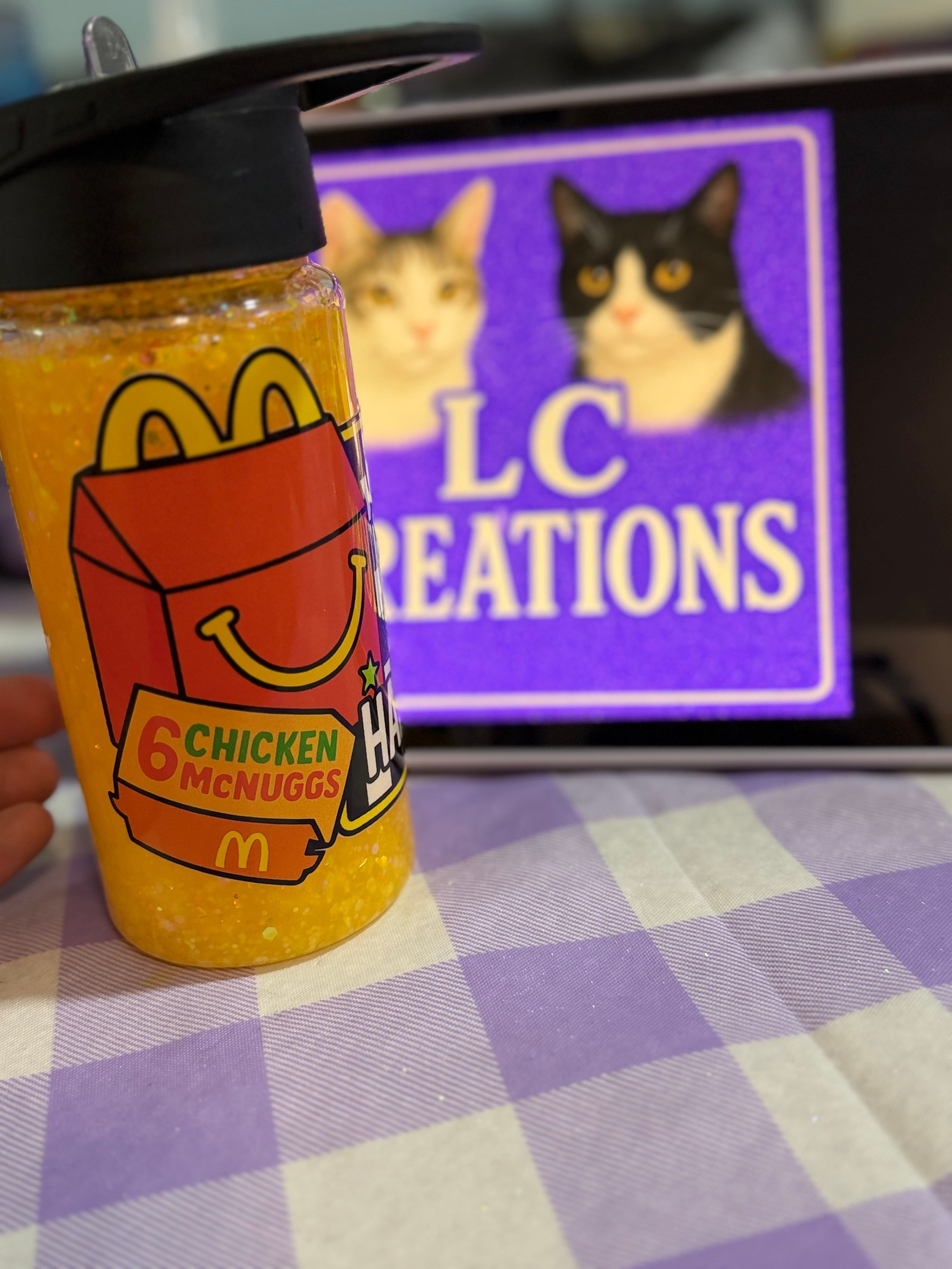 10 oz Suspect runs on Happy Meal snow globe cup