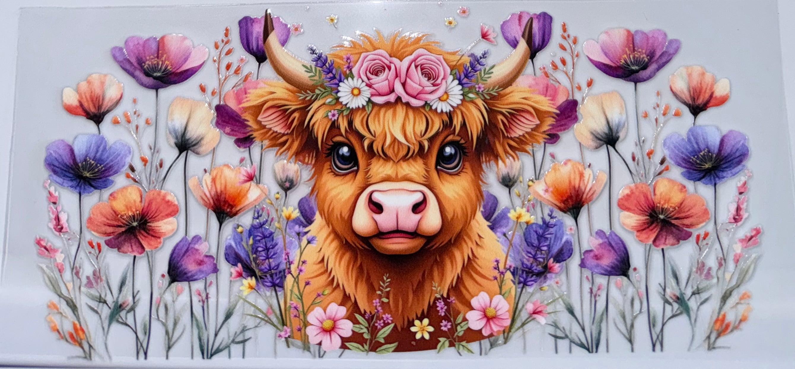 Highland Cow with Flowers wrap