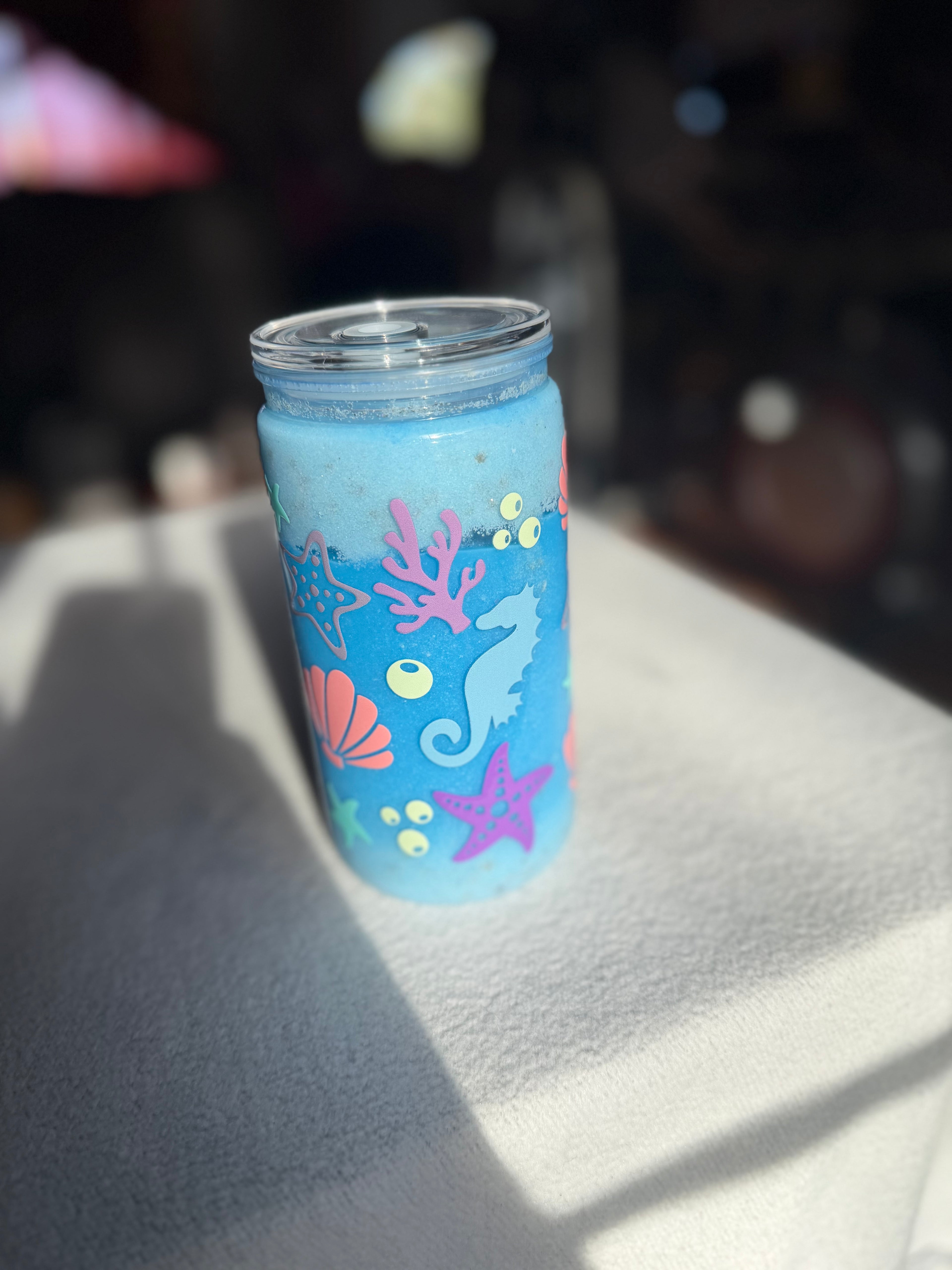16 oz beach snow globe cup