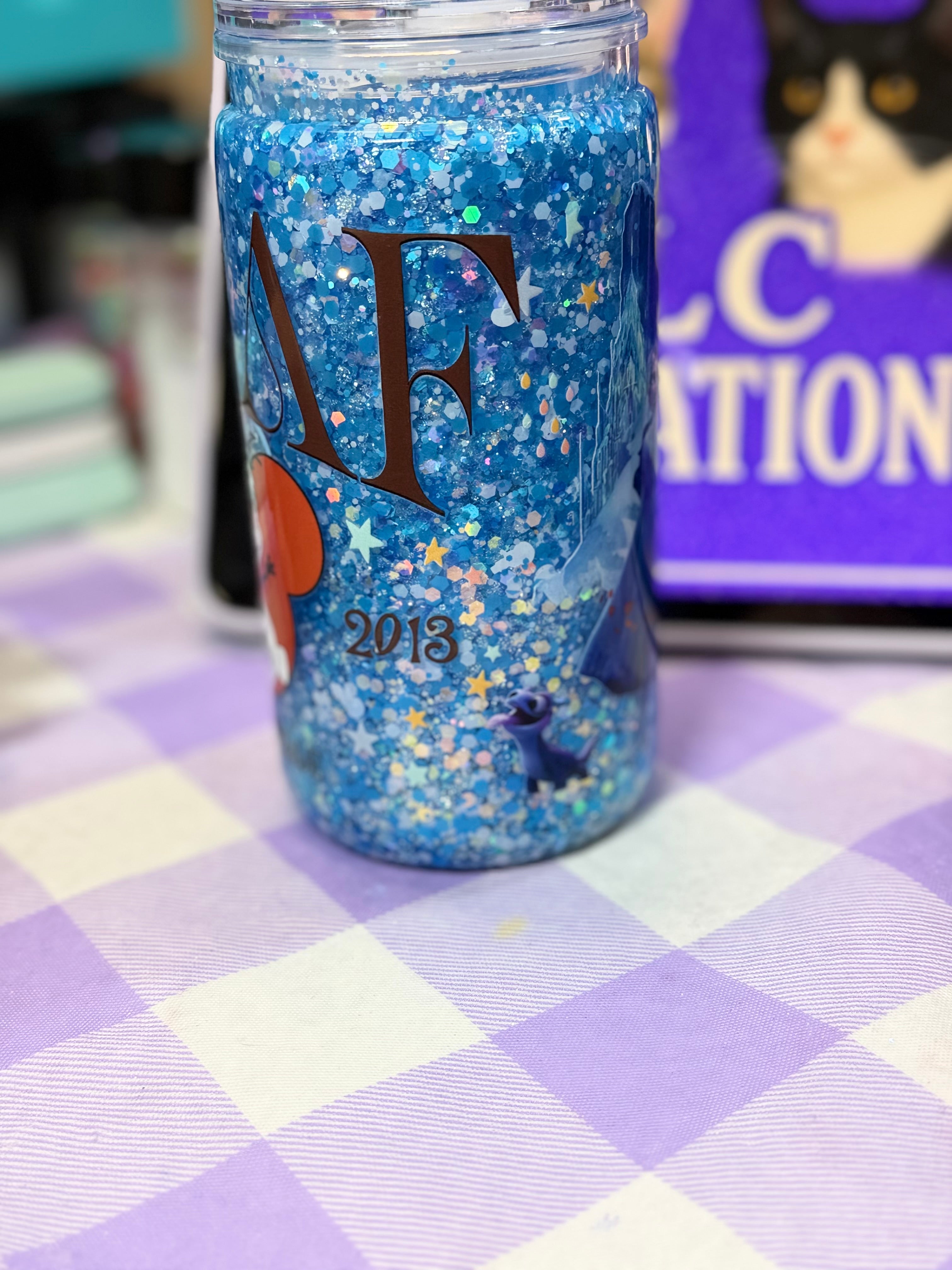 16 oz Olaf glitter cup