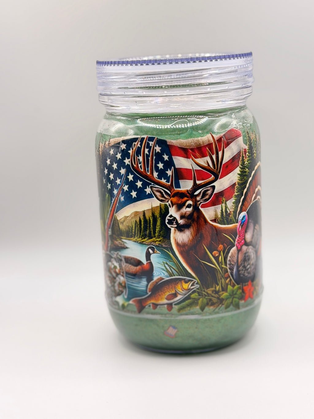 20 oz Hunting Mason jar snow globe