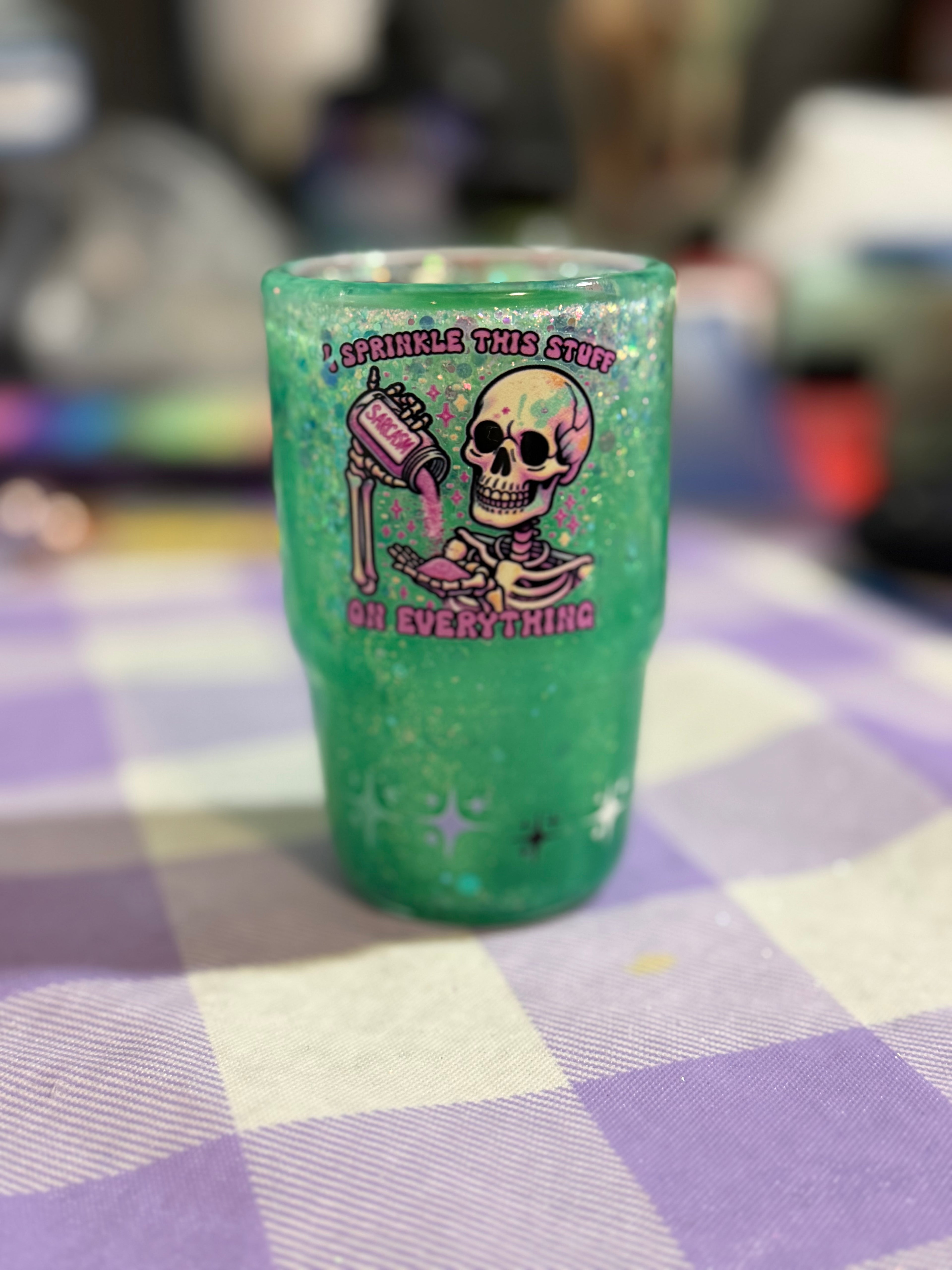 4 oz Sarcastic shot glass snow globe cup