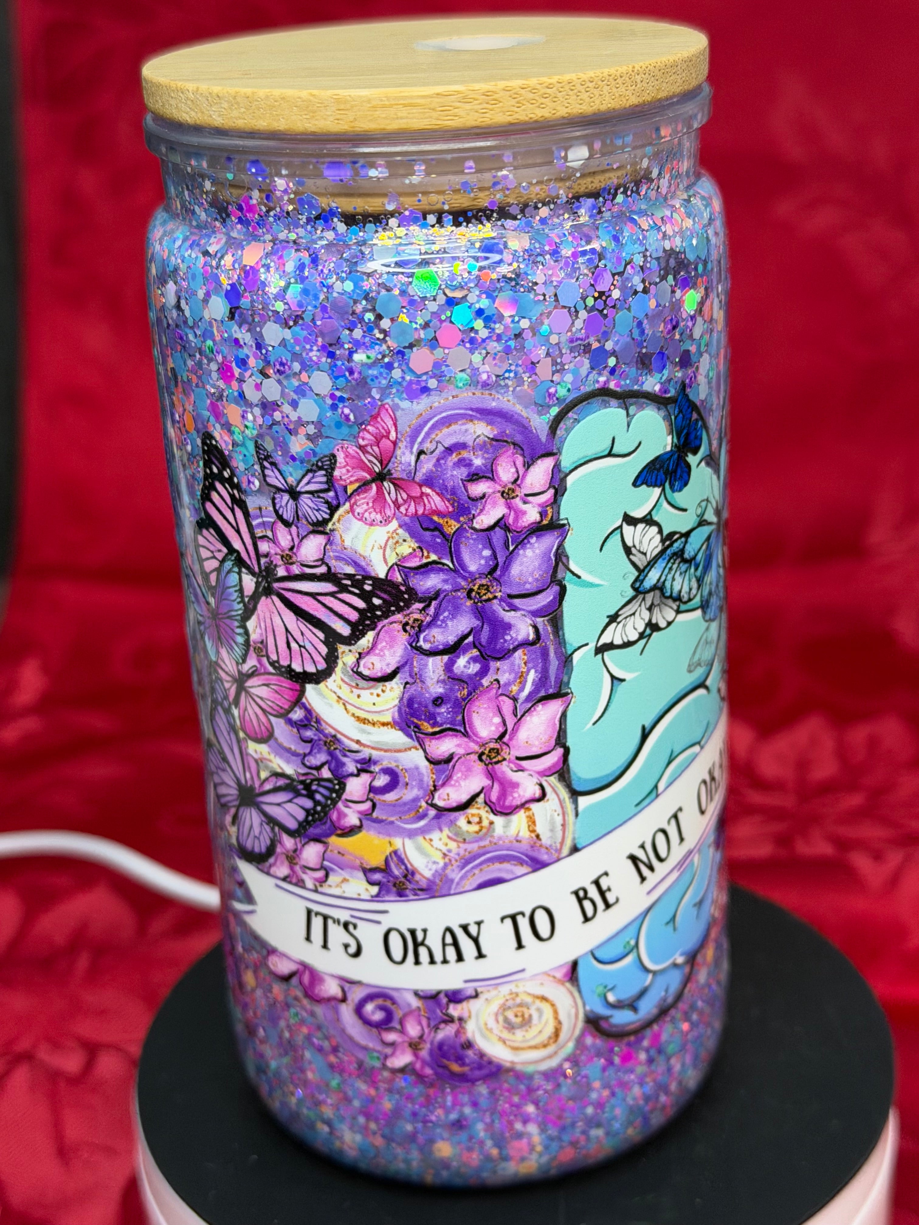 16 oz It’s ok to not be ok snow globe cup