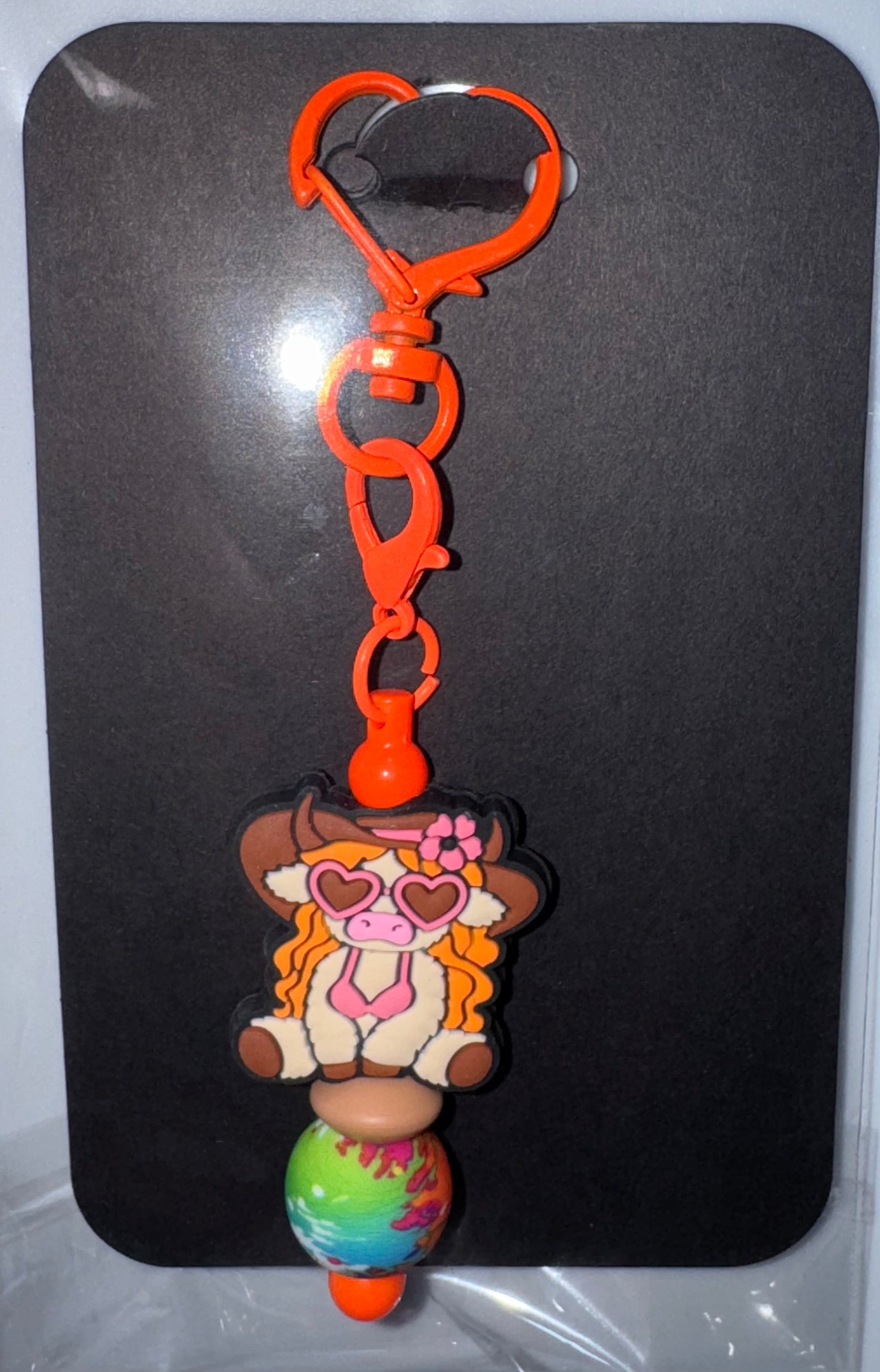 Cow in bikini beaded key chain