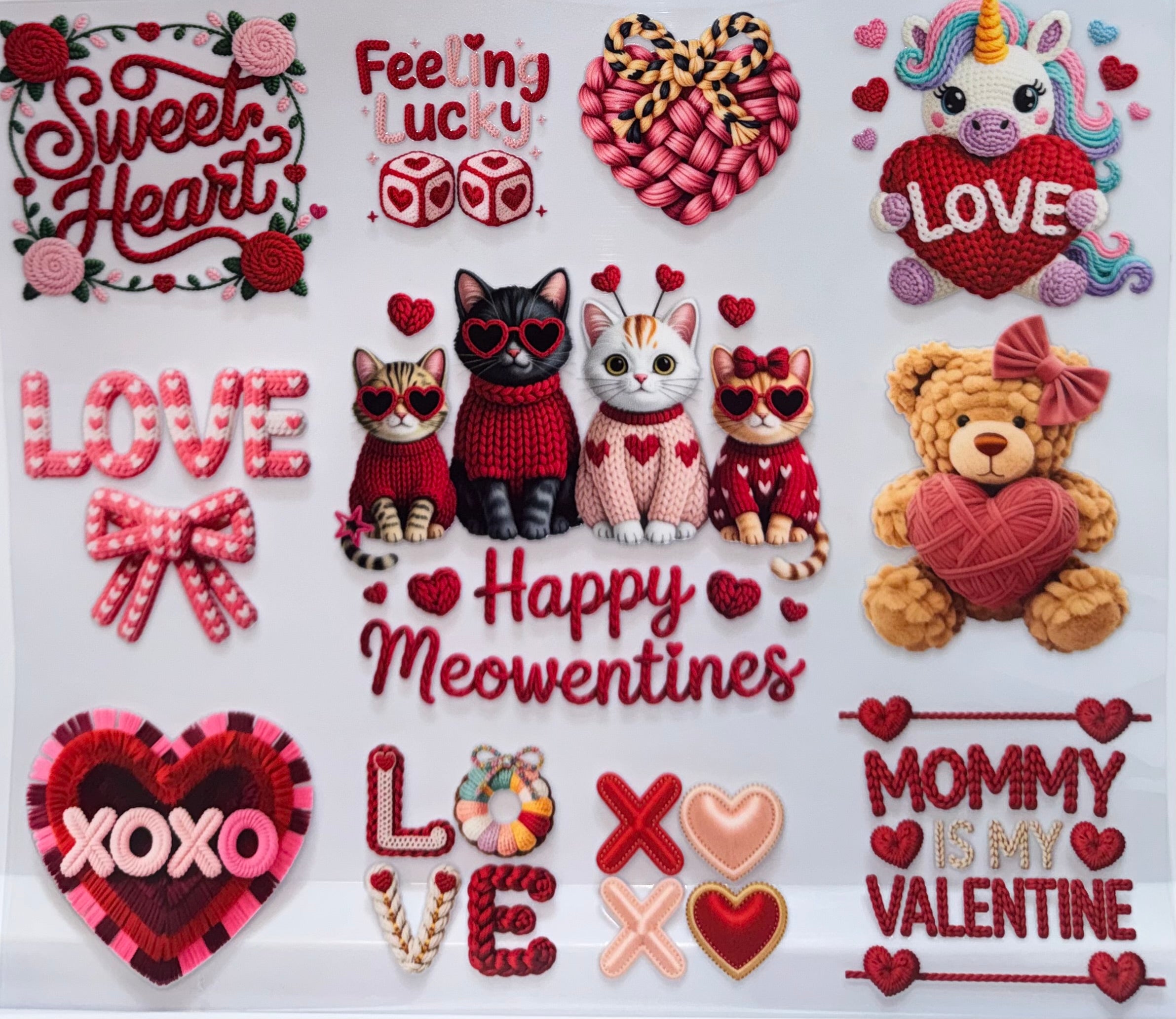 Happy Meowentimes Day Crocheted Hearts wrap