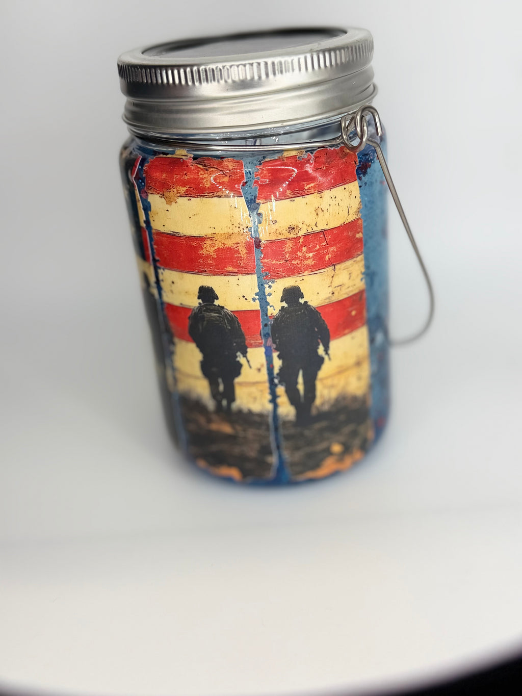 11 oz Band of Brothers glass Snow Globe Solar Light/cup