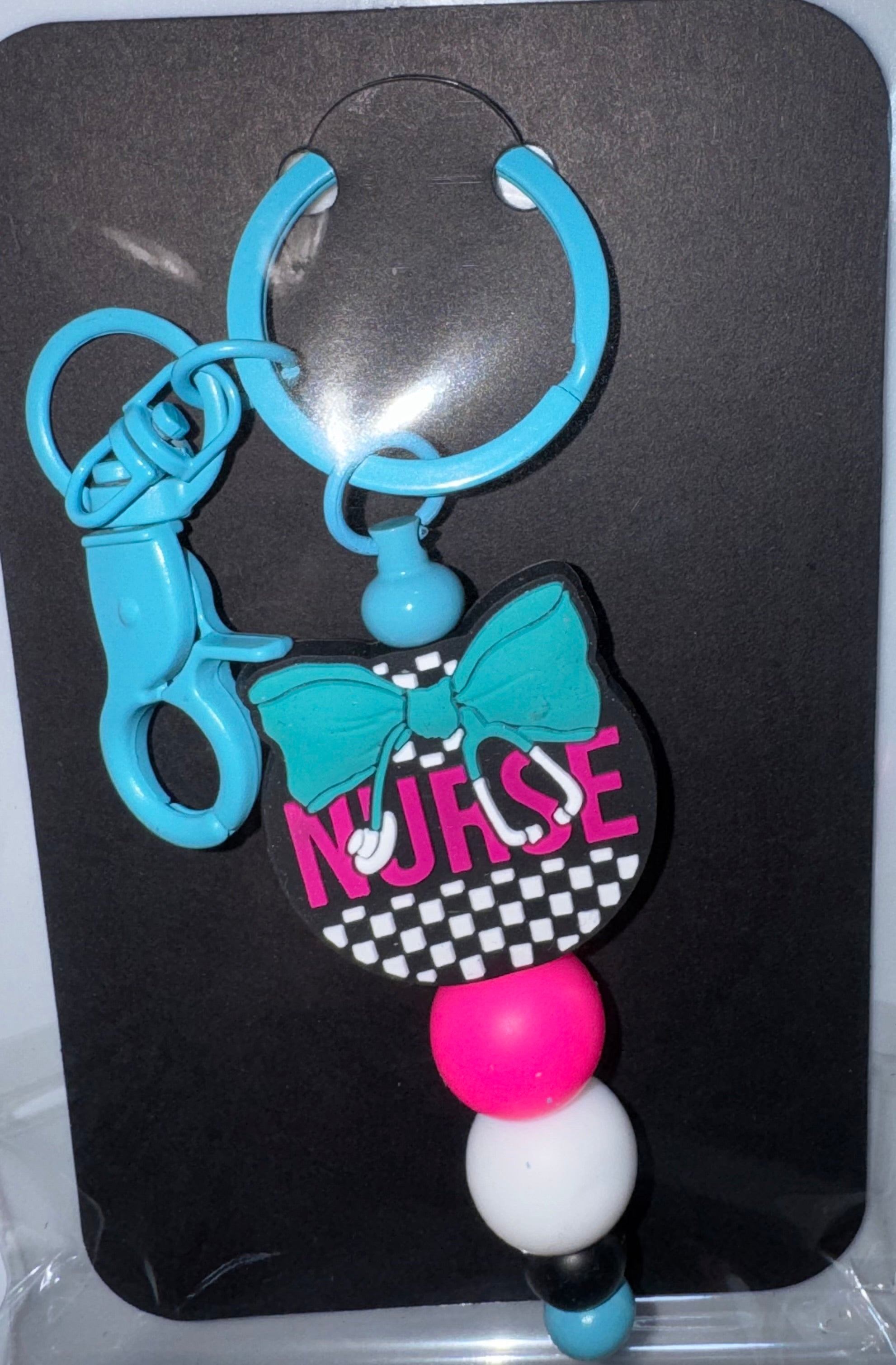 Nurse beaded keychain