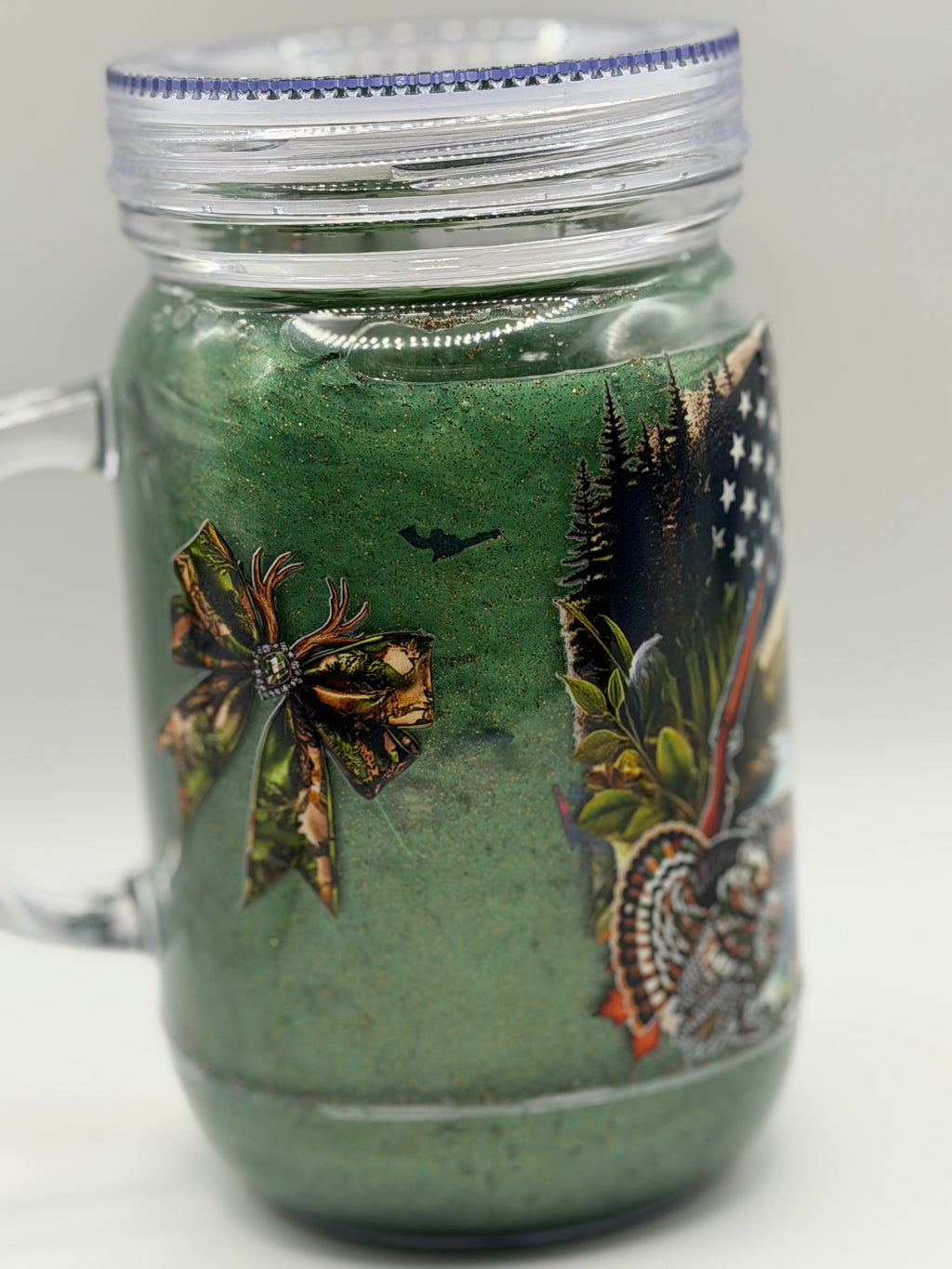 20 oz Hunting Mason jar snow globe