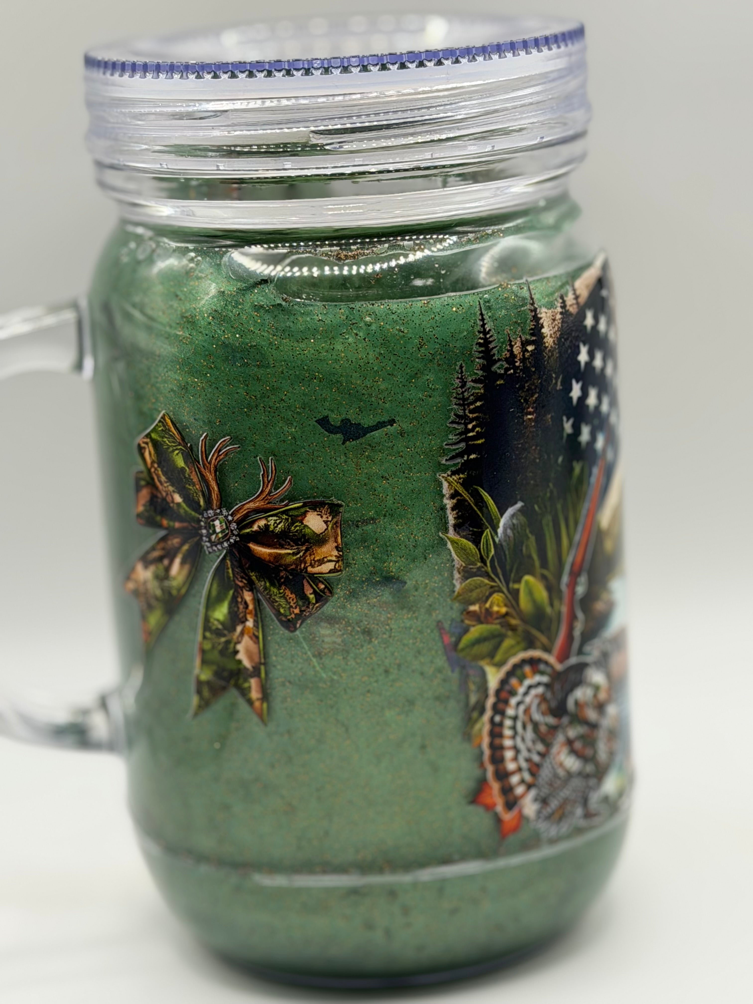 20 oz Hunting Mason jar snow globe