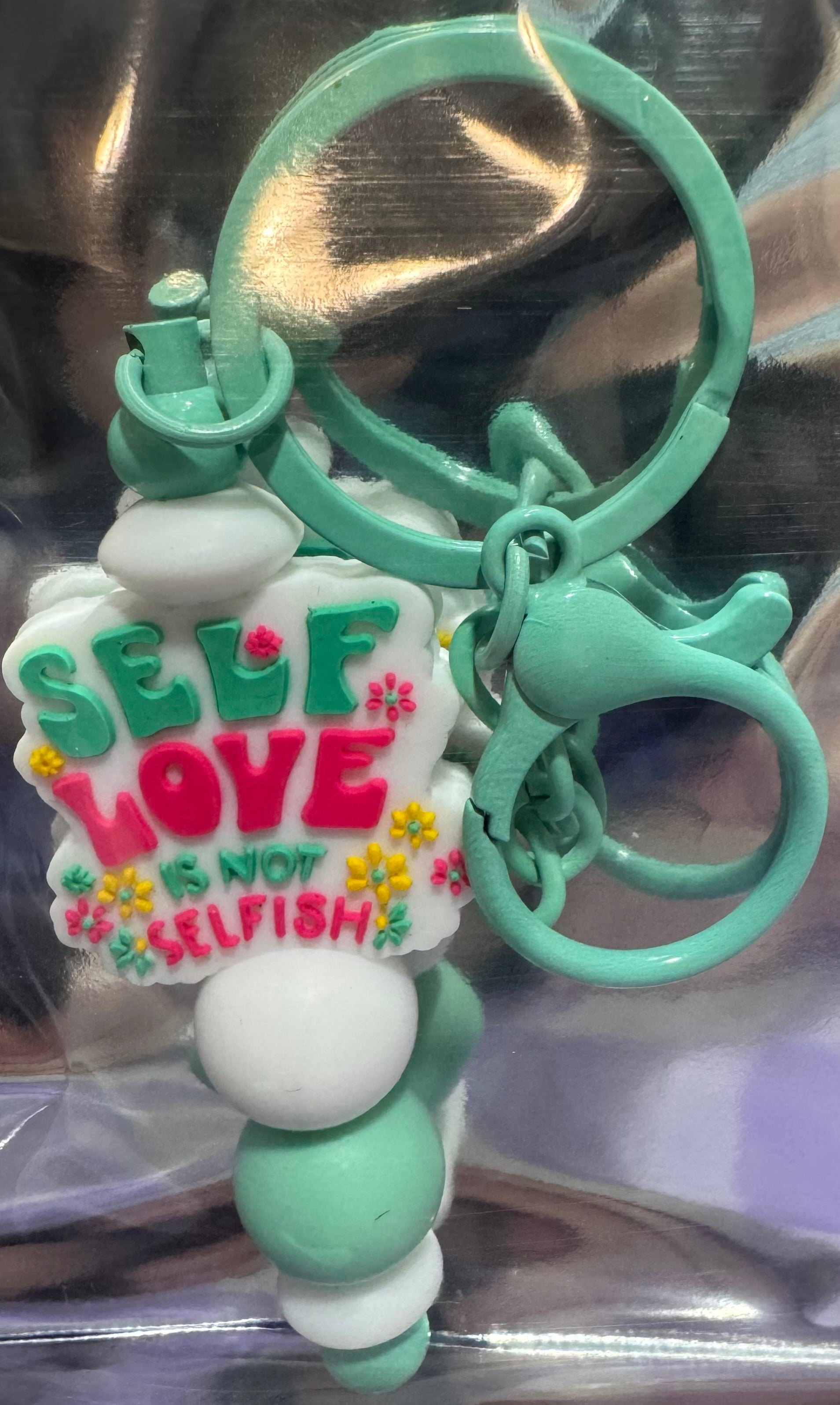 Self love is not selfish beaded keychain