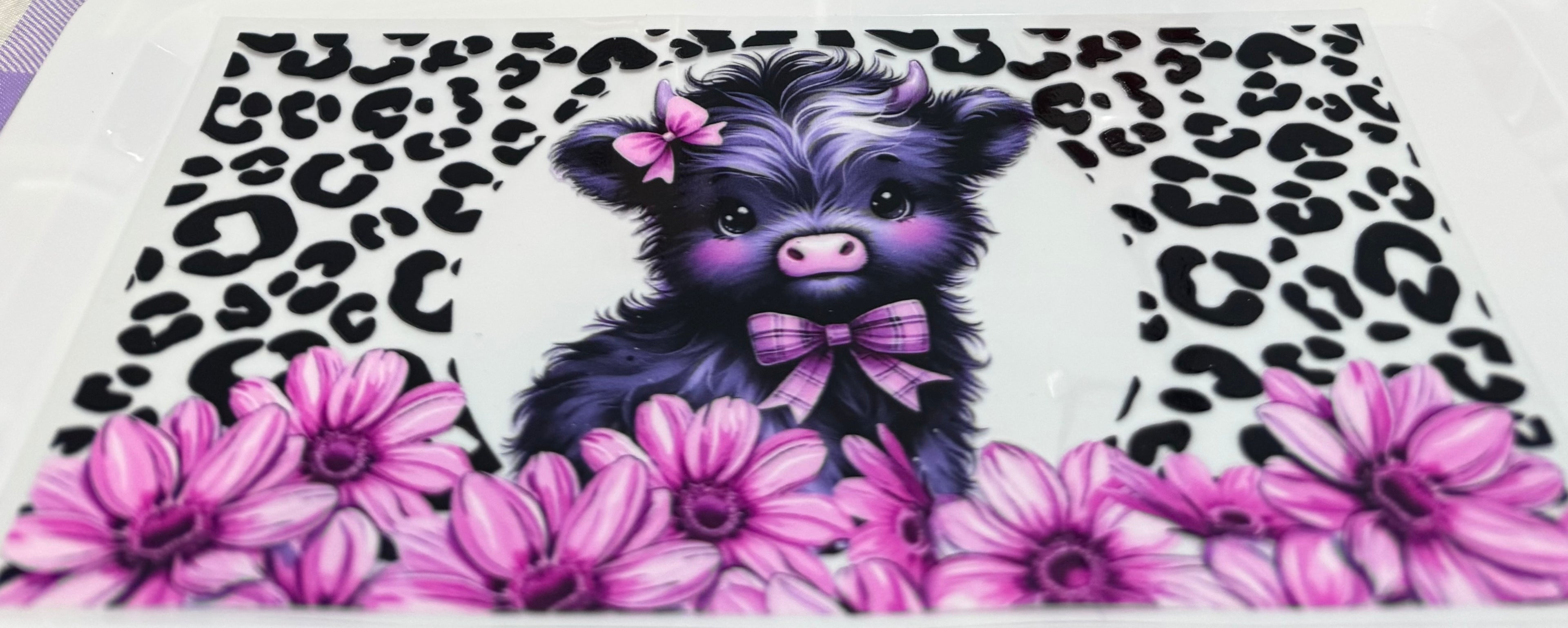 Cute cow with purple flowers wrap