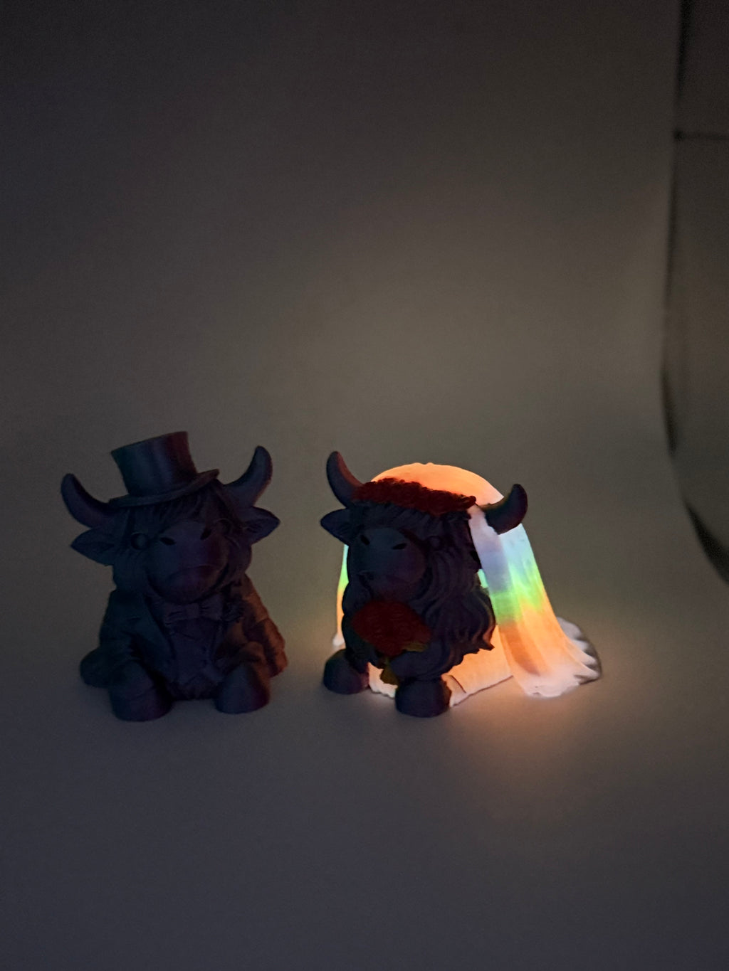 3D Highland Cow Bride and Groom multi color