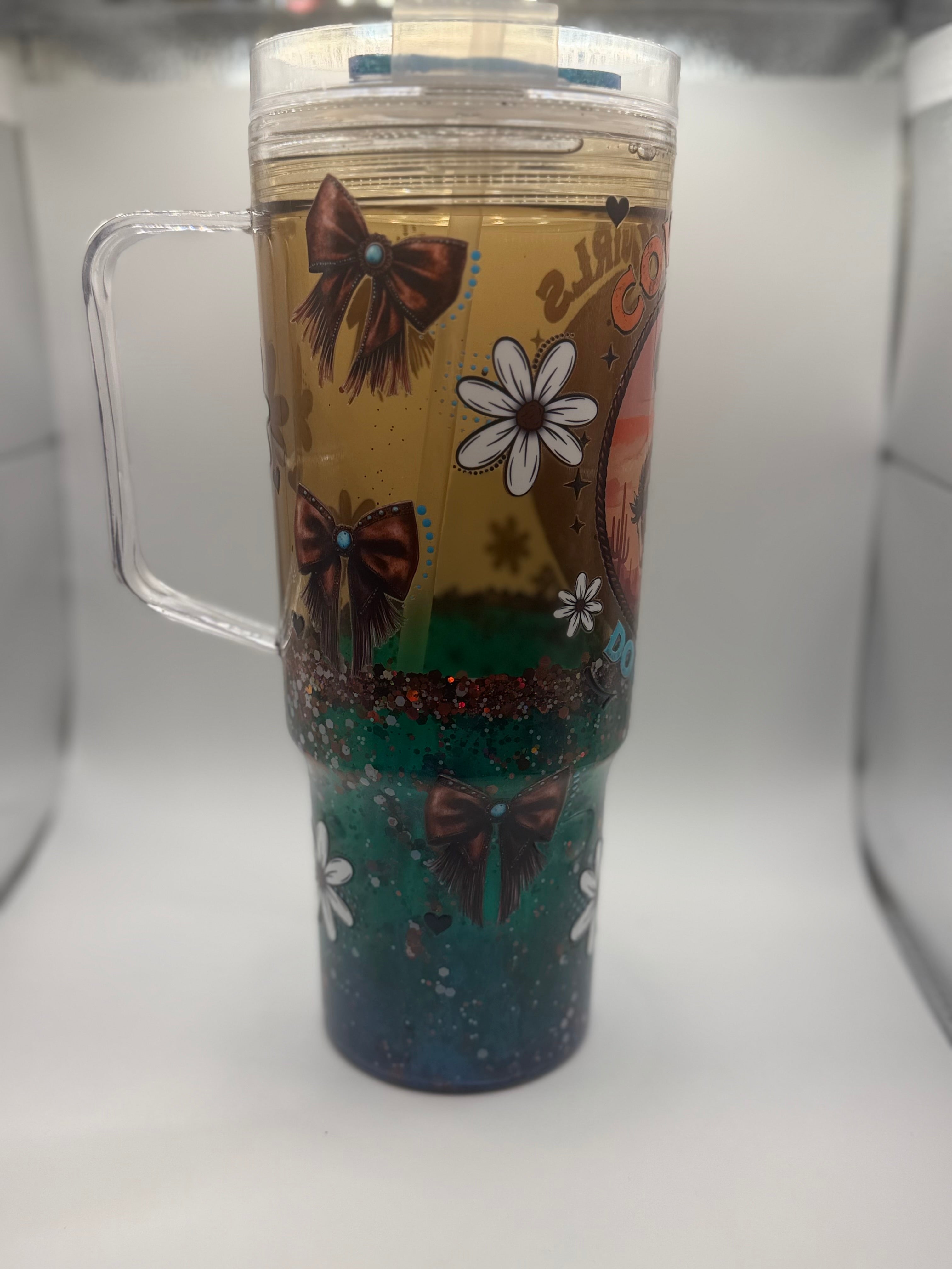 40 oz Cowgirls Do It Better snow globe cup
