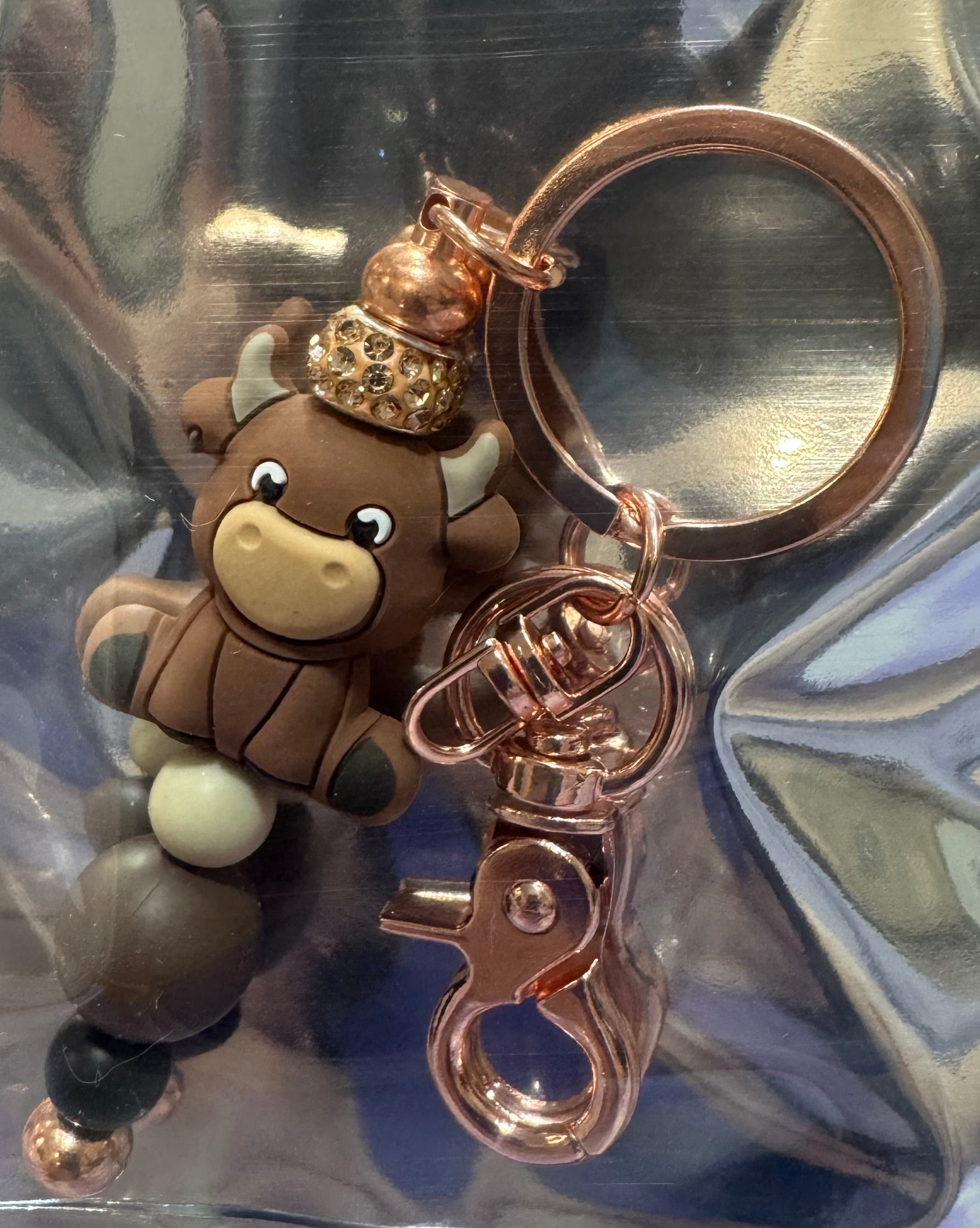 Cow beaded keychain