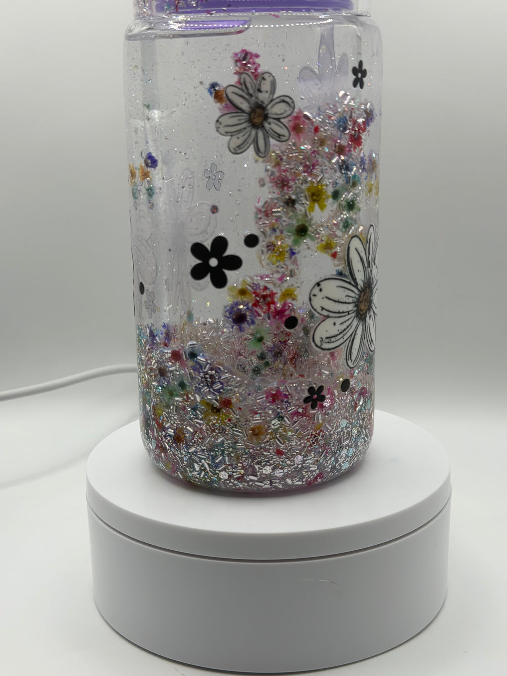 16 oz Dried Flowers snow globe cup