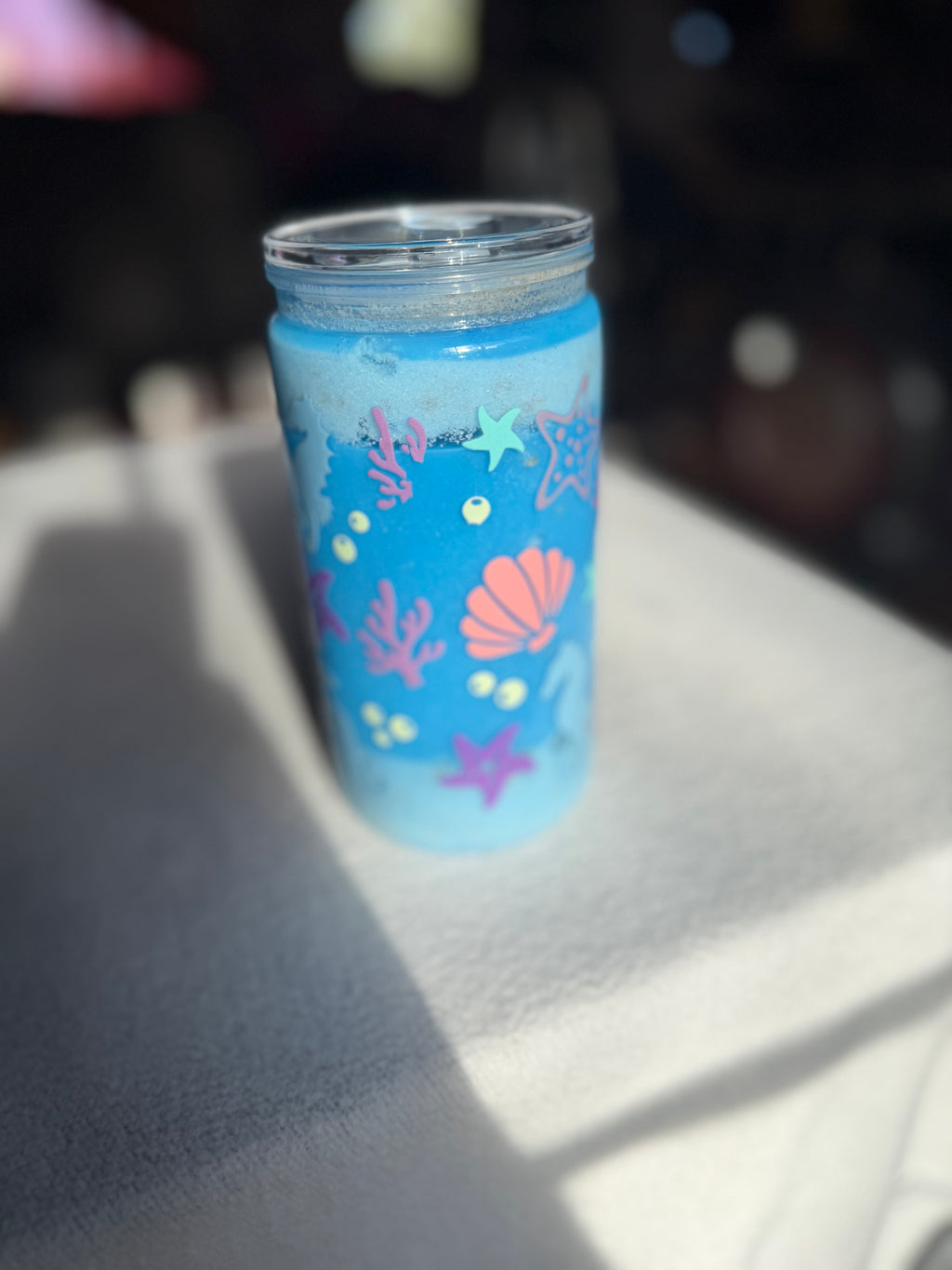 16 oz beach snow globe cup