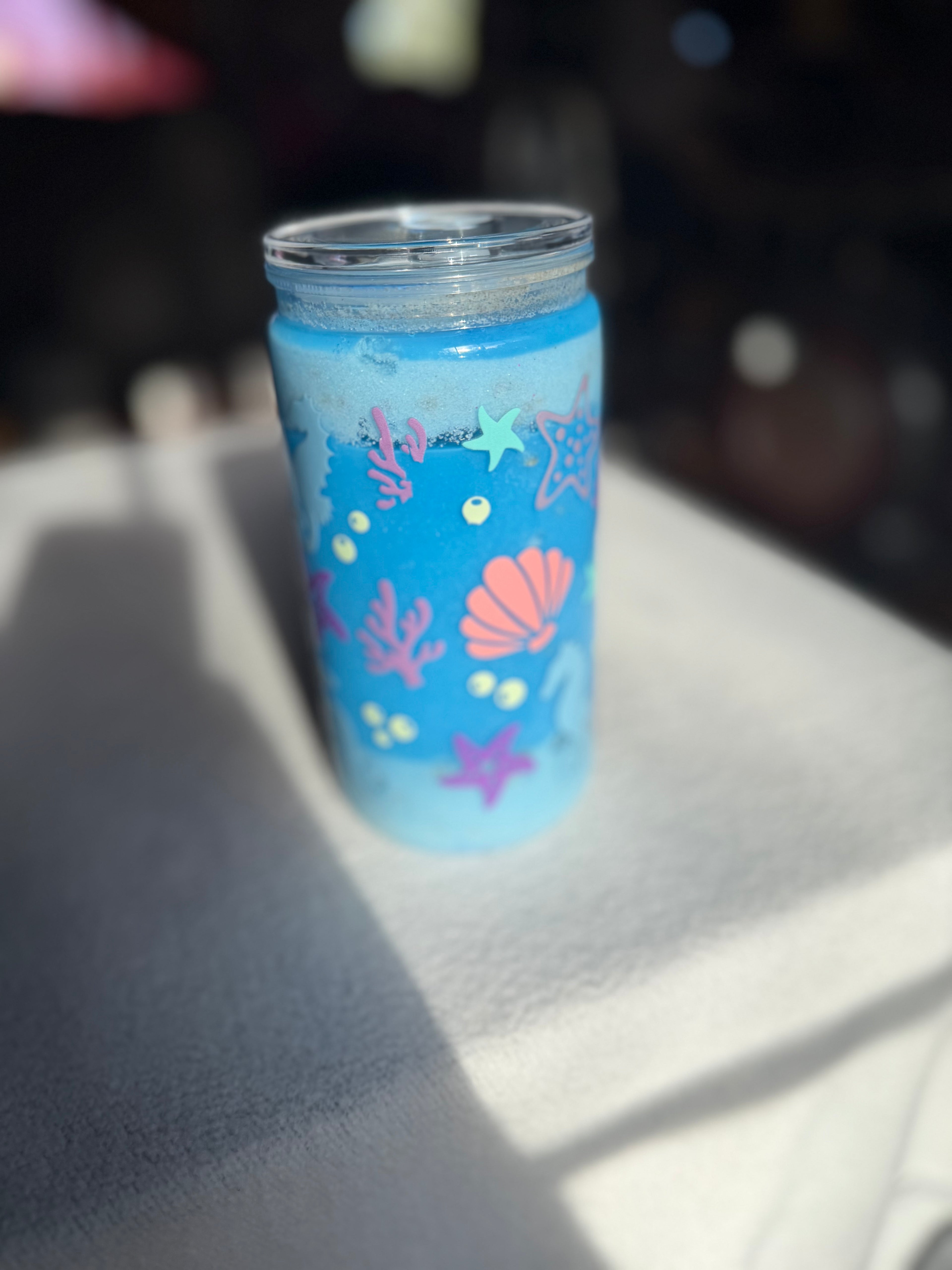 16 oz beach snow globe cup