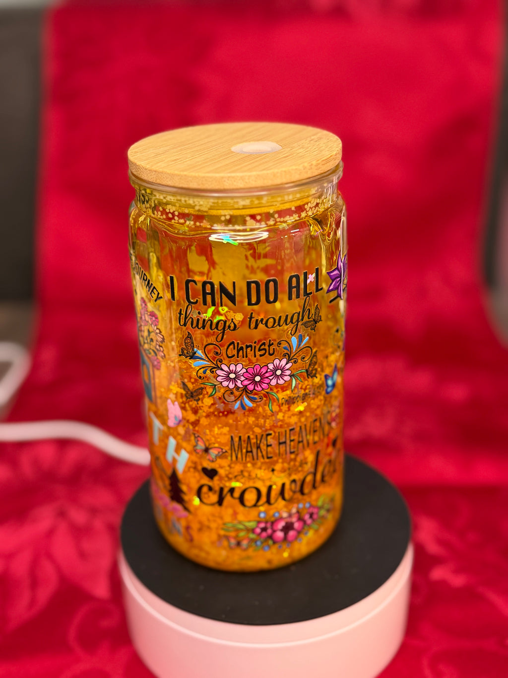 16 oz Faith quotes snow globe cup