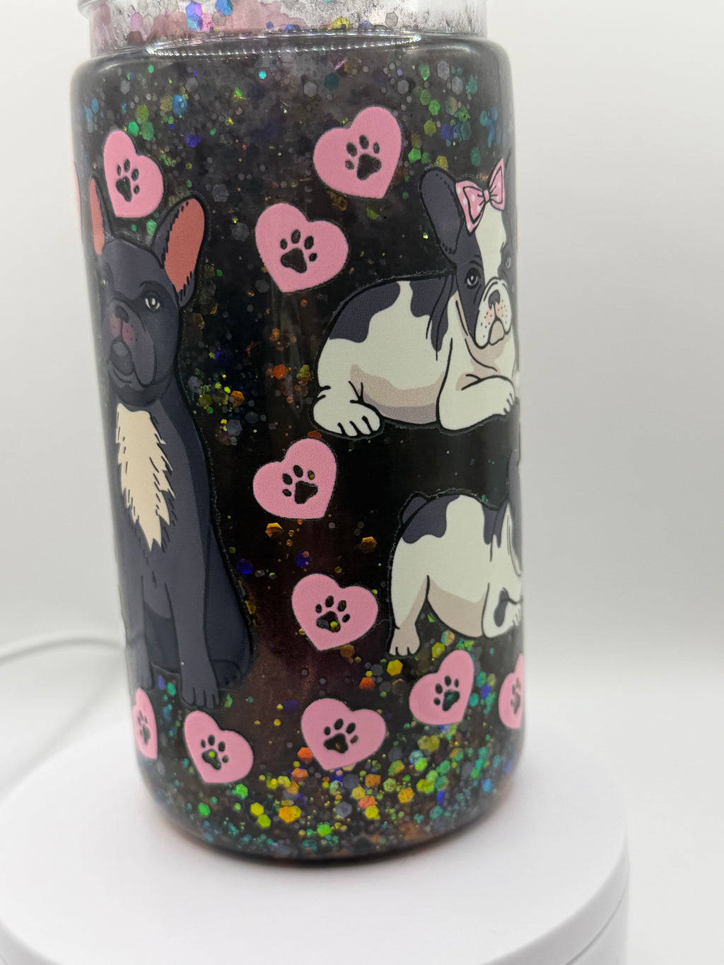 16 oz Frenchie Dog snow globe cup