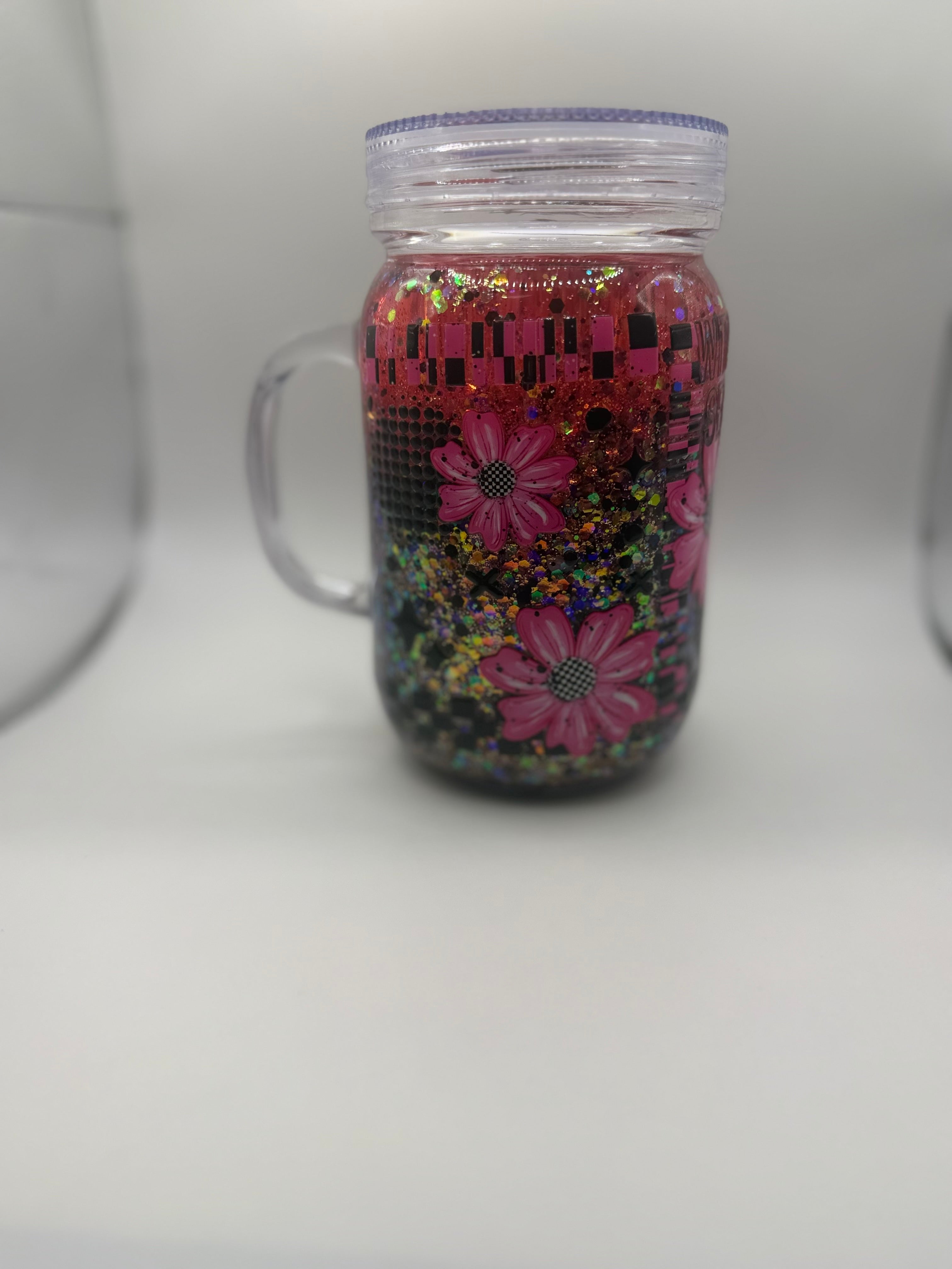 20 oz With Every Setback mason jar snow globe cup