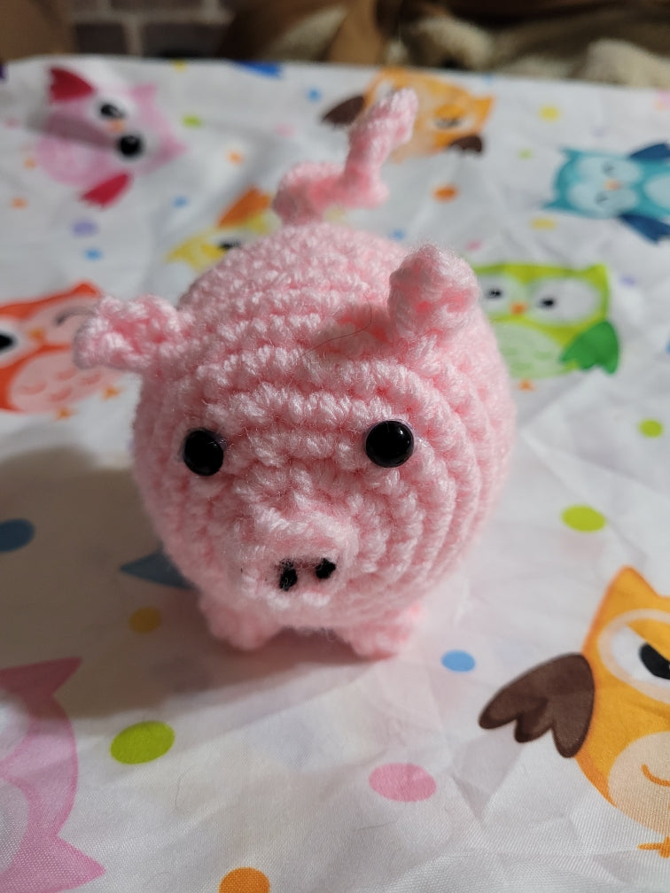 Crocheted Pink Pig