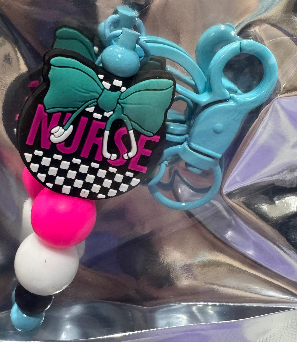 Nurse beaded keychain