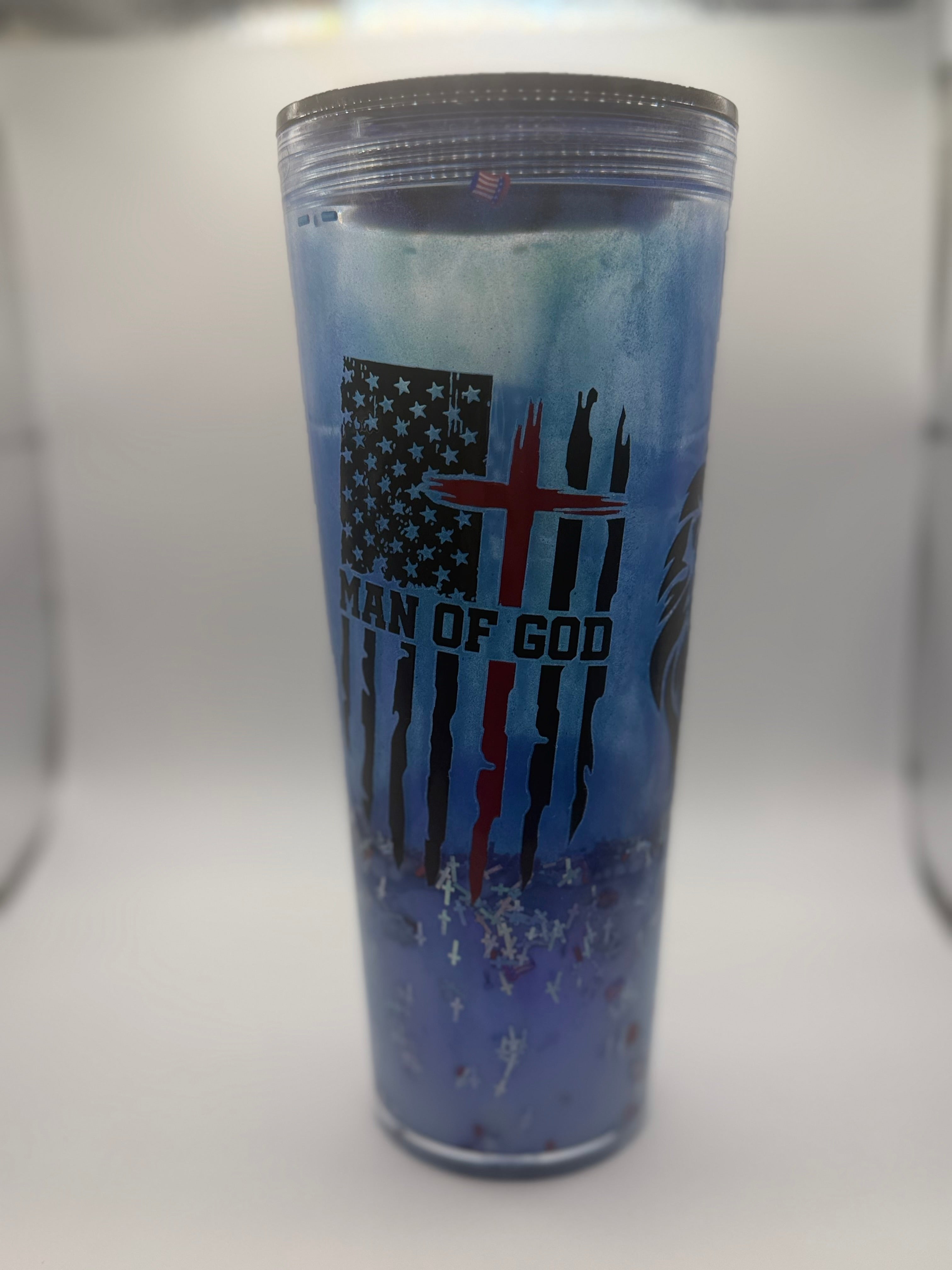 24 oz Man of God snow globe cup
