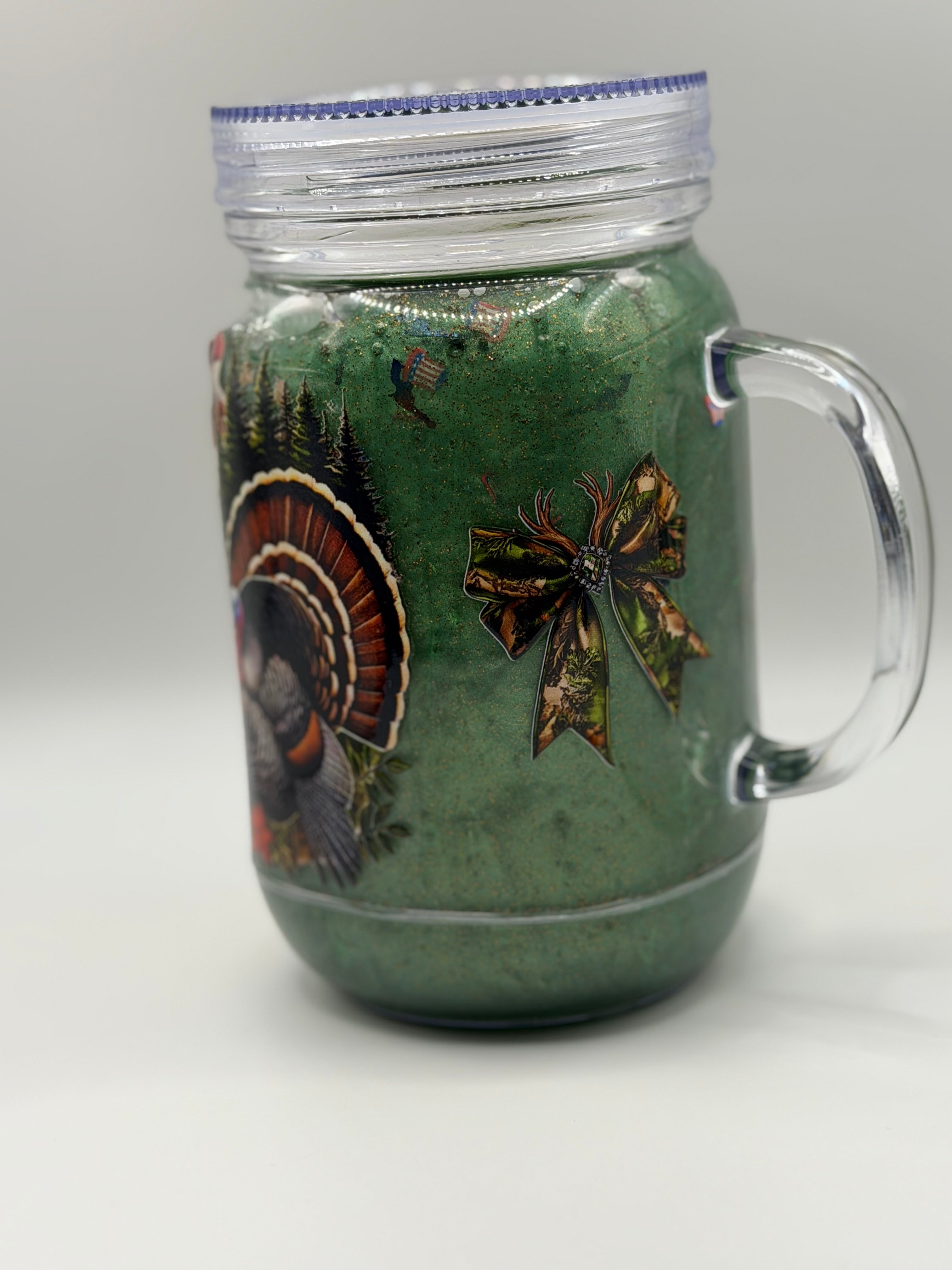 20 oz Hunting Mason jar snow globe