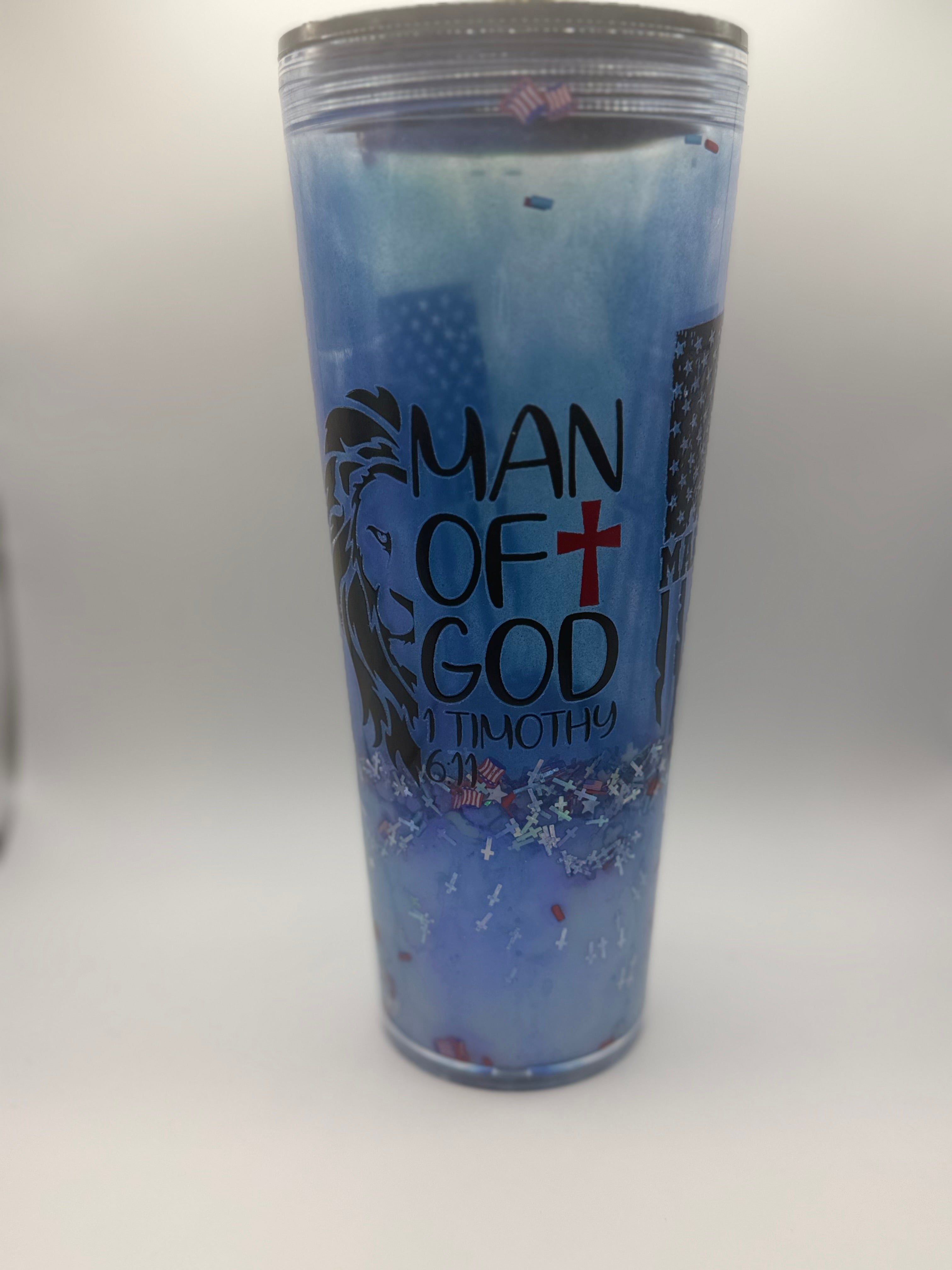24 oz Man of God snow globe cup