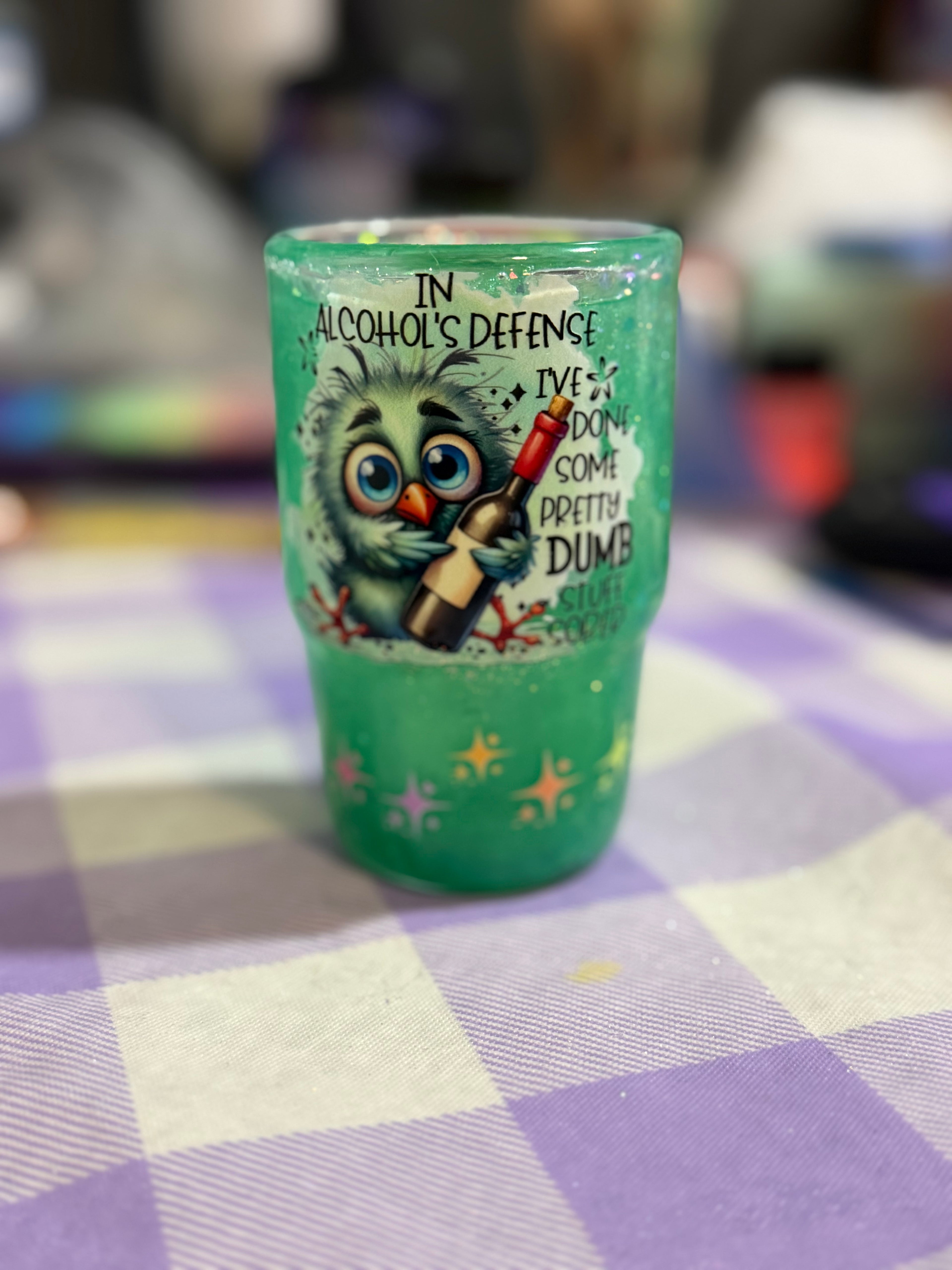 4 oz Sarcastic shot glass snow globe cup