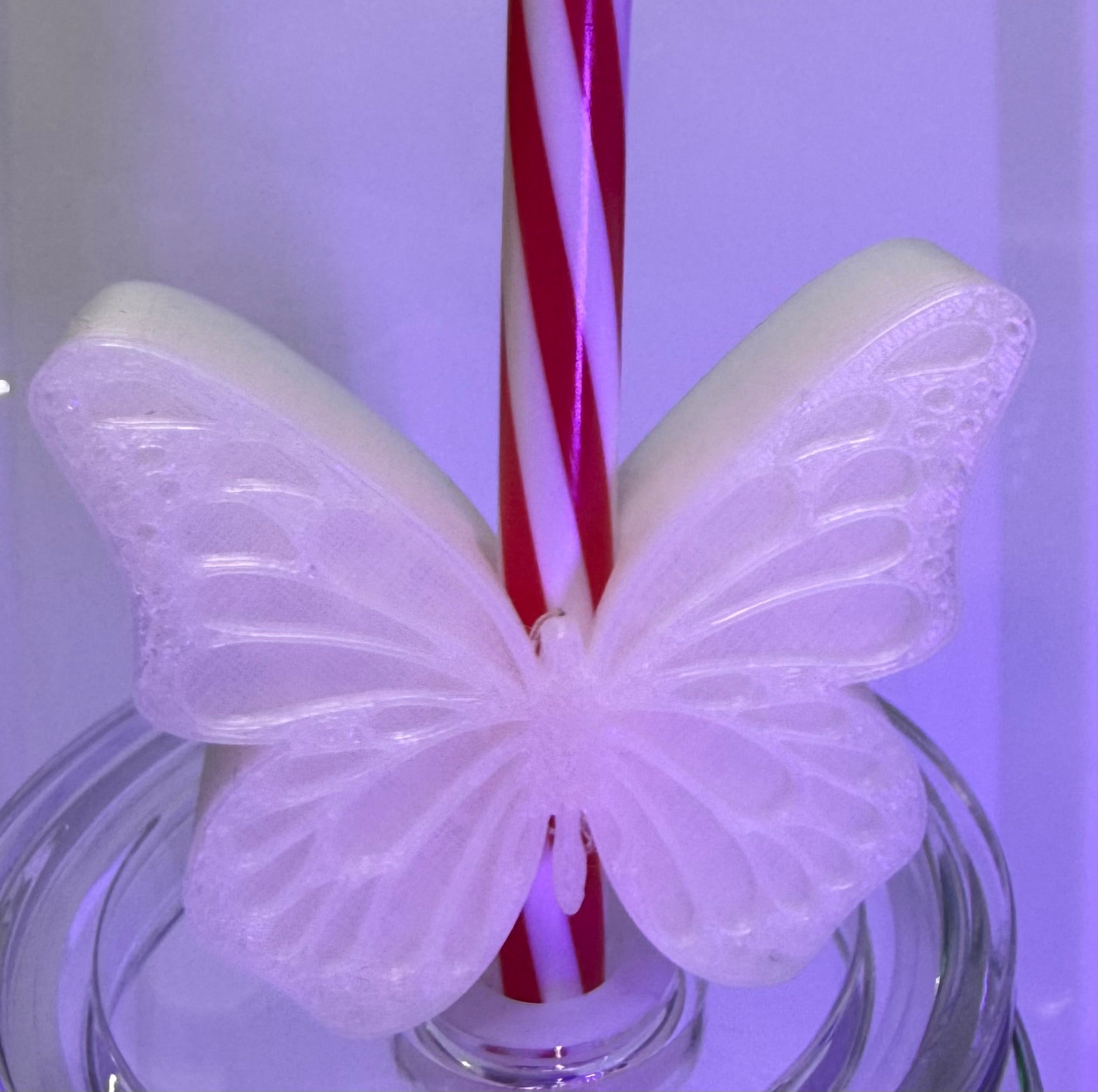3D Butterfly Straw Topper white/glow in the dark