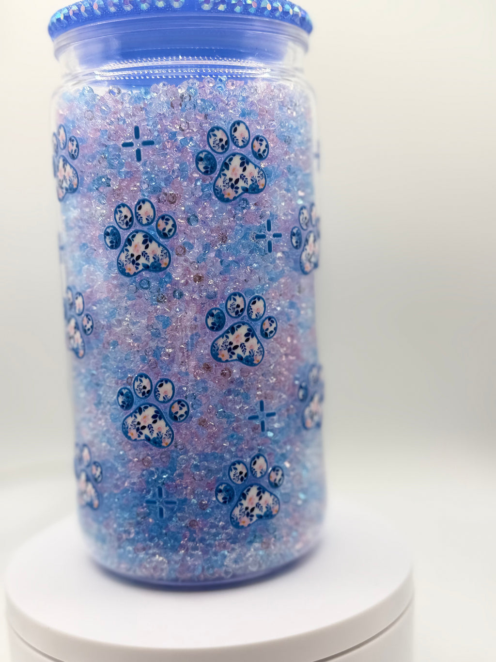 16 oz Dog Mom rhinestone snow globe cup