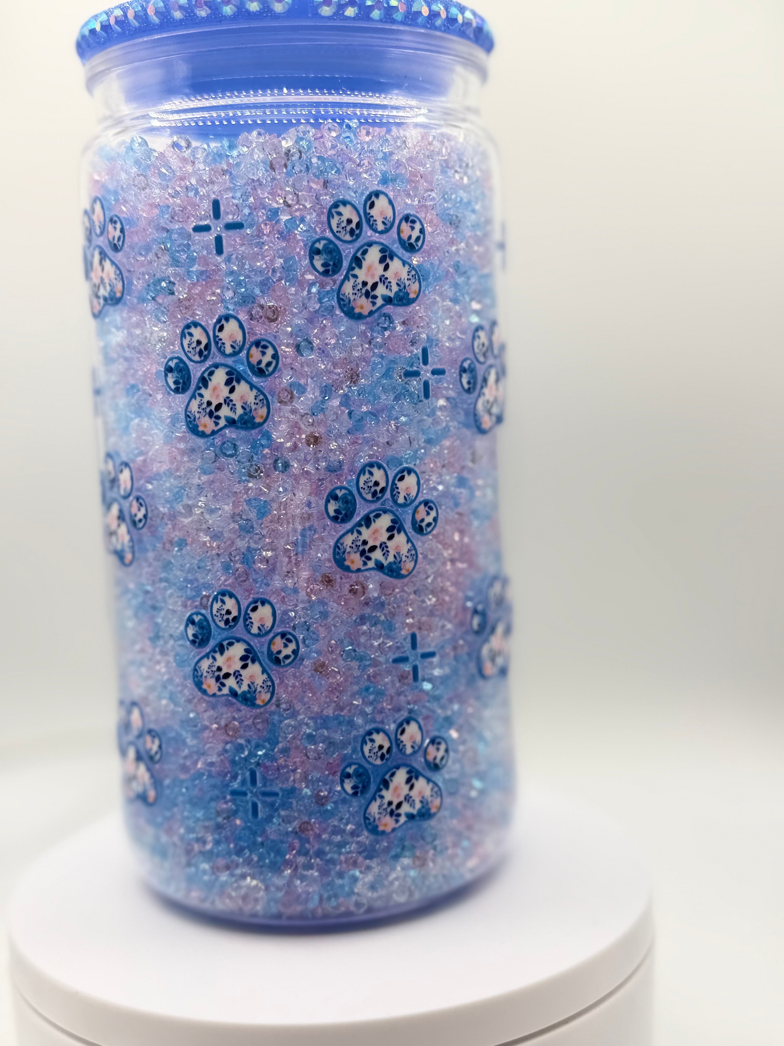 16 oz Dog Mom rhinestone snow globe cup