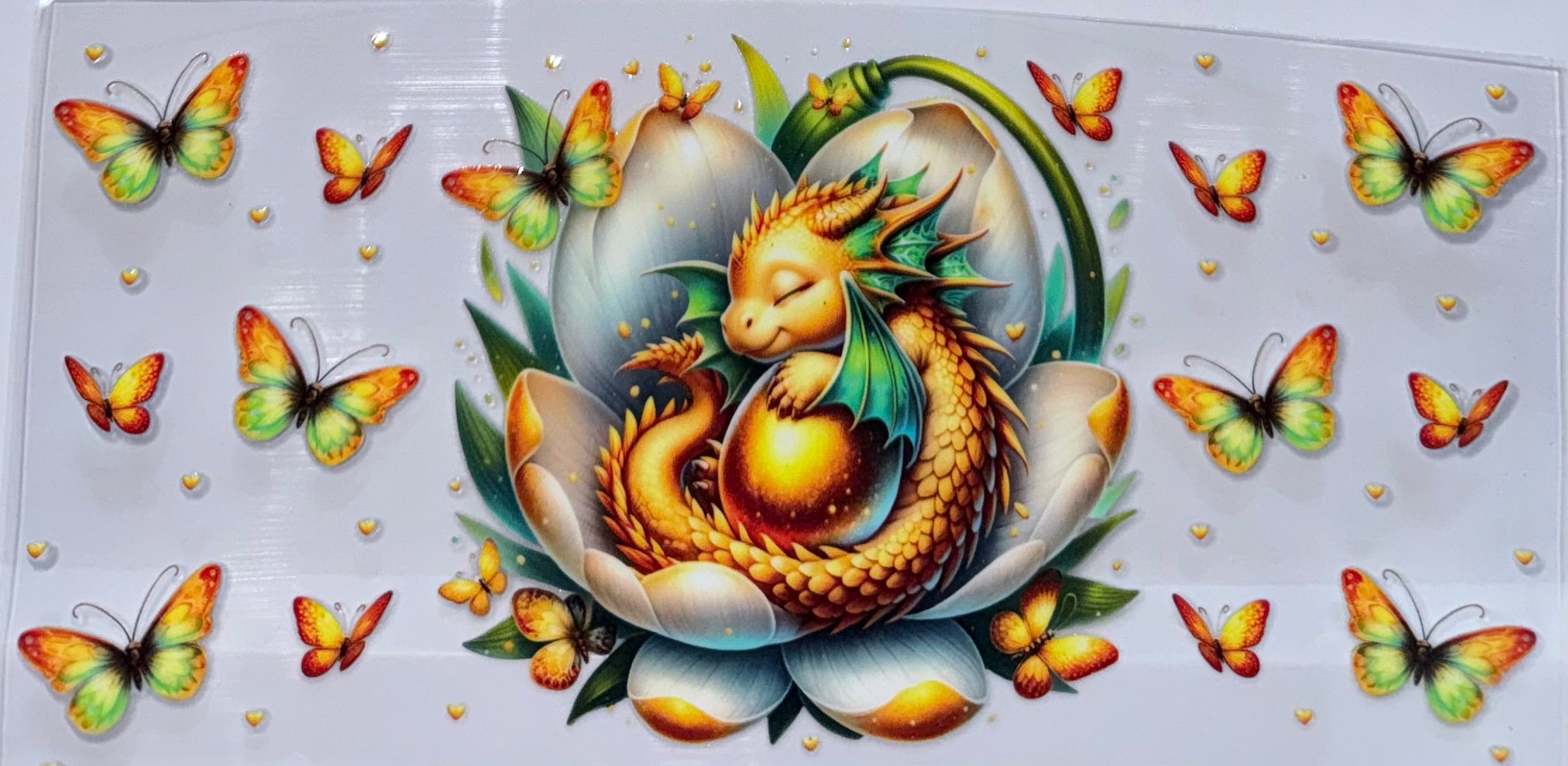 Yellow and Green Dragon and Butterflies Wrap