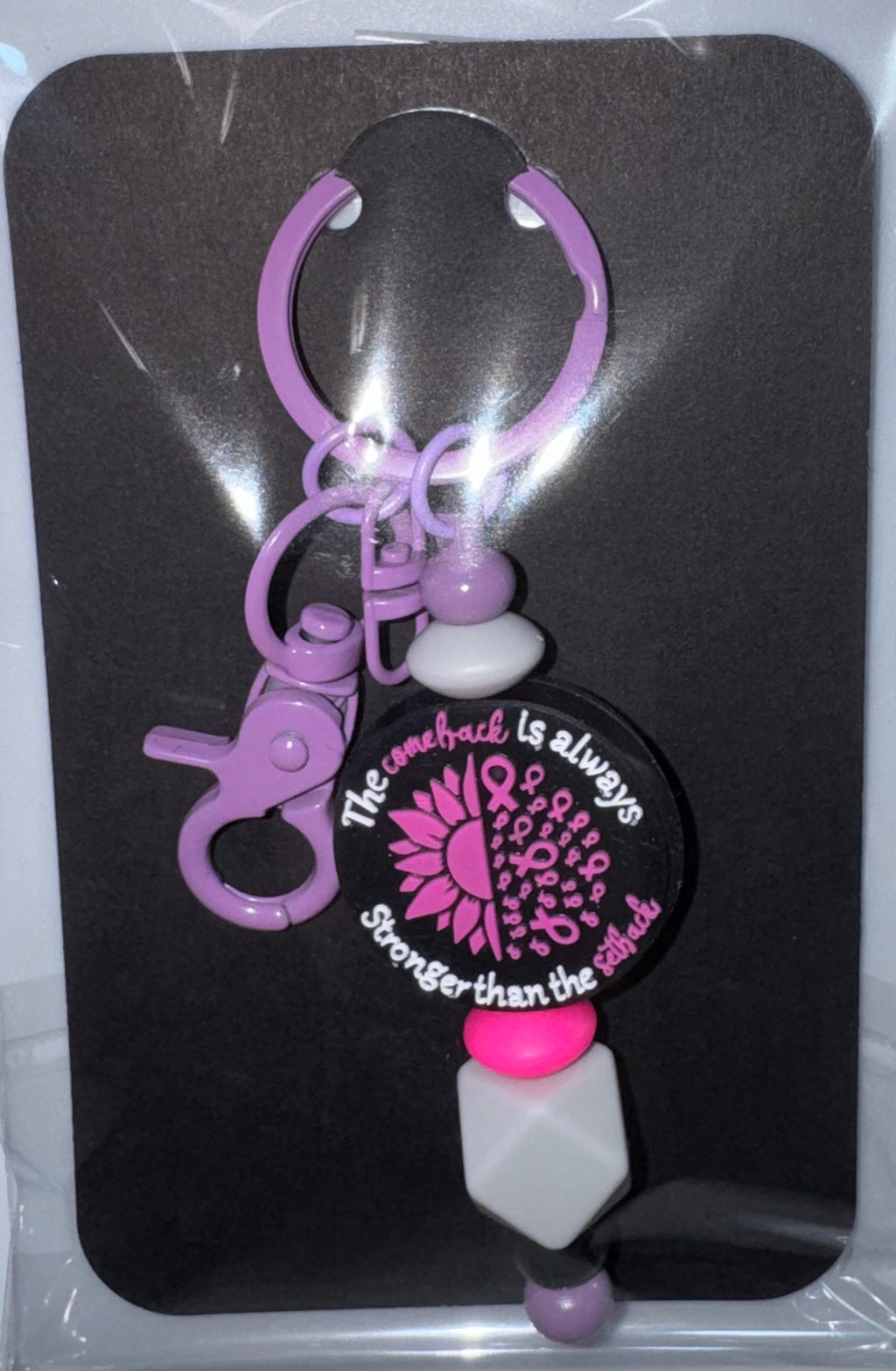The comeback is always stronger than the set back beaded keychain