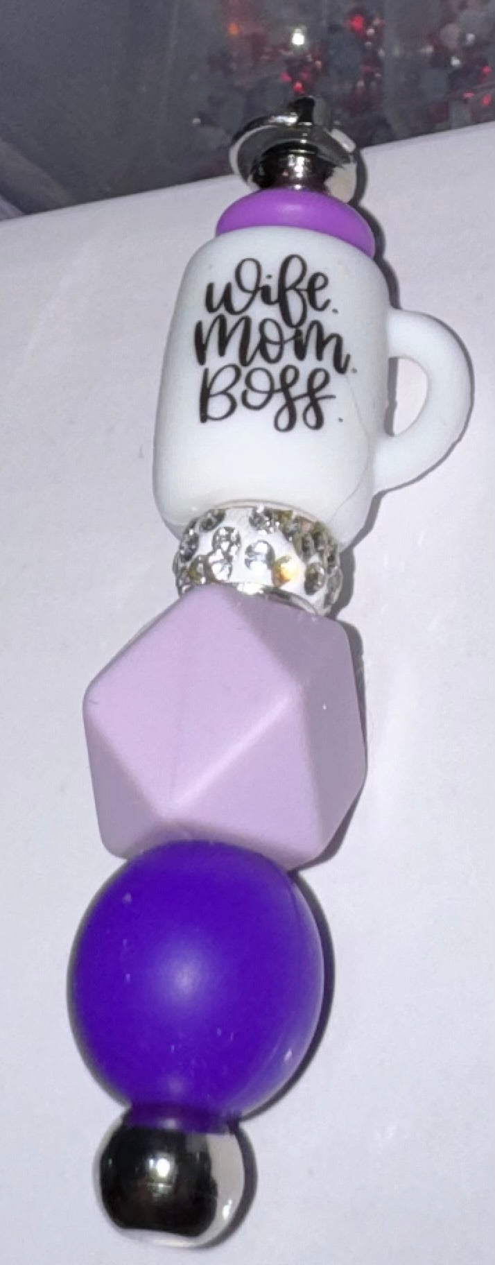 Wife Mom Boss beaded key chain