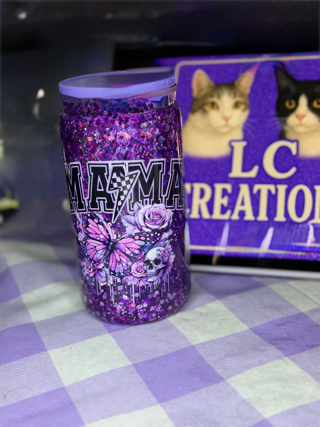 16 oz Mama Glitter tumbler