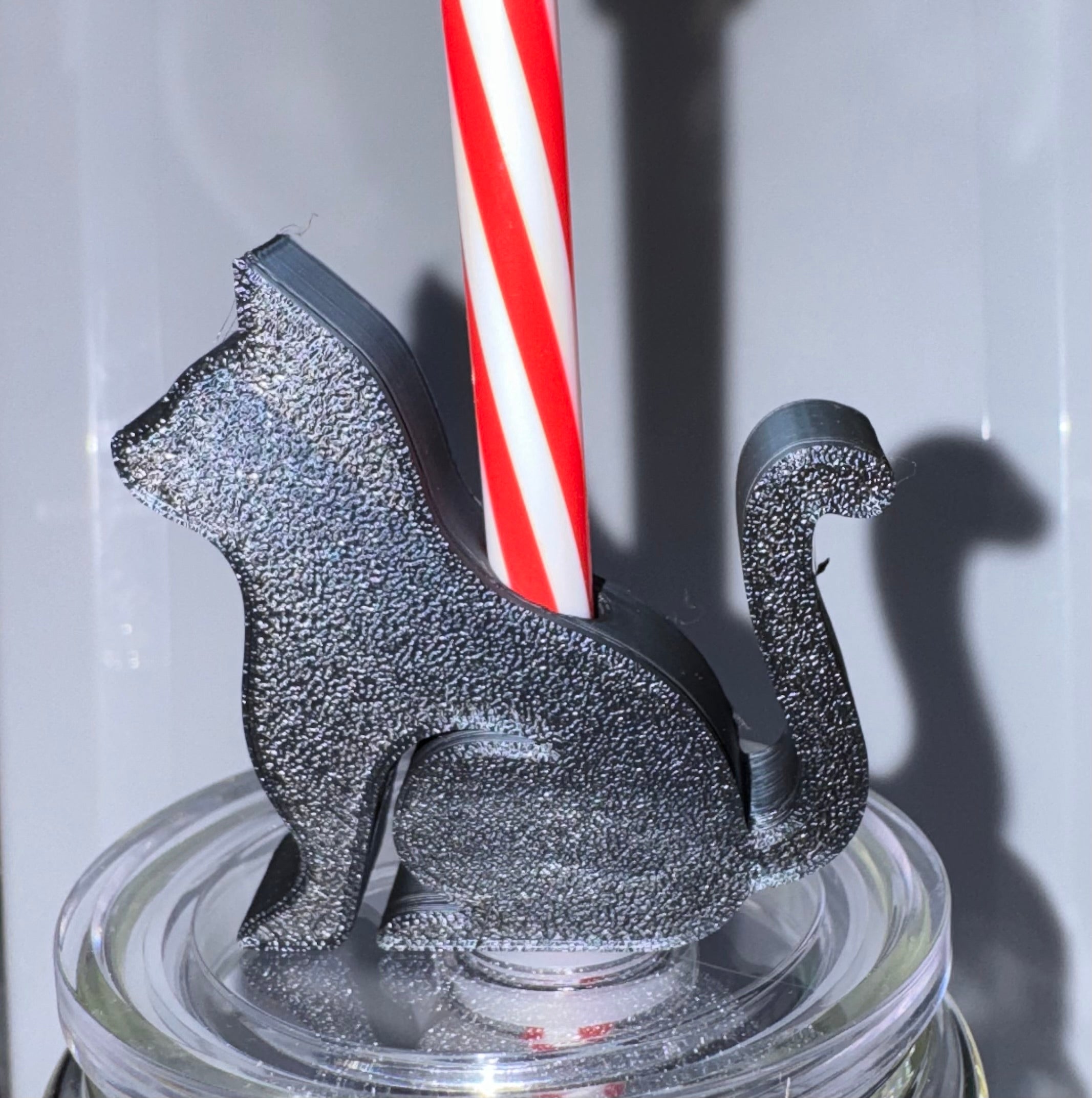 3D Cat Straw Topper Black