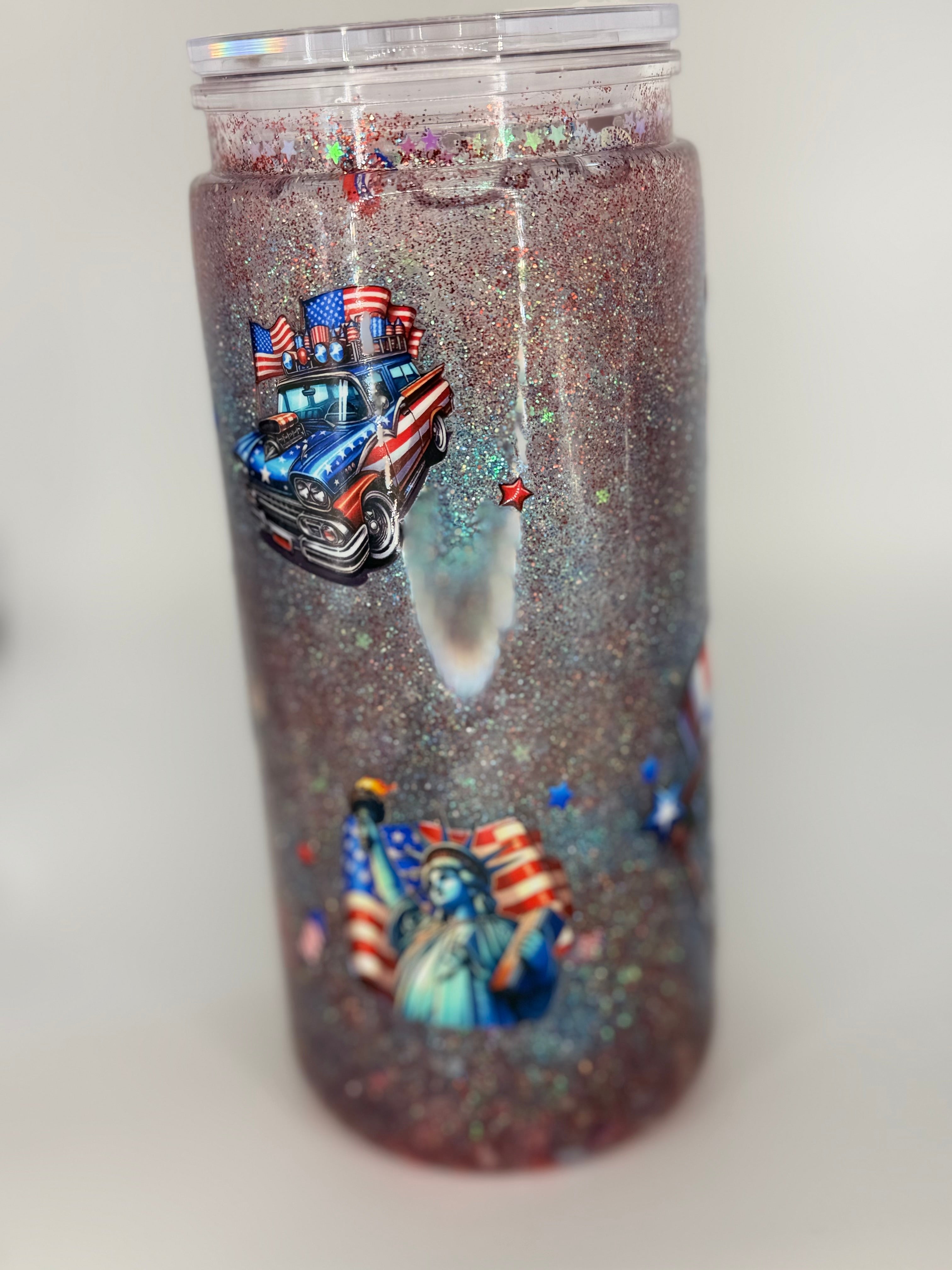 20 oz Patriot Jack S snow globe cup