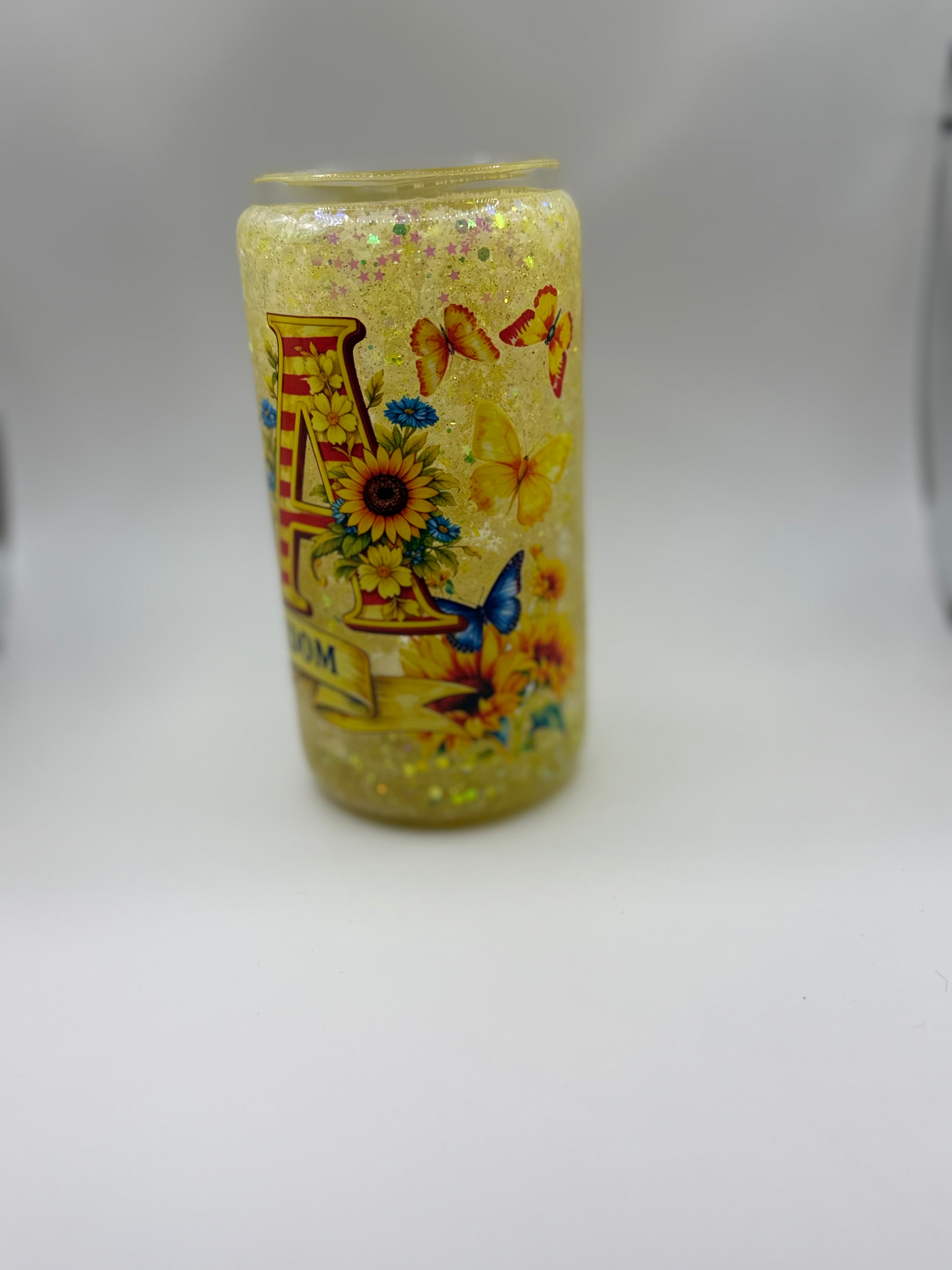 16 oz USA glass snow globe cup