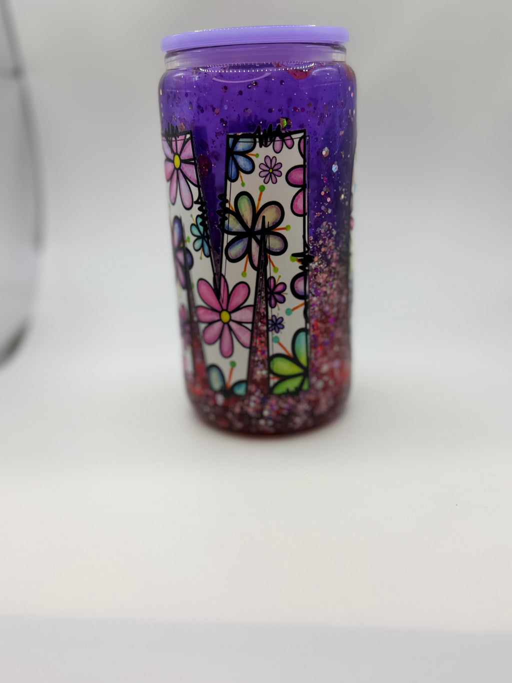 16 oz Mom glass snow globe cup