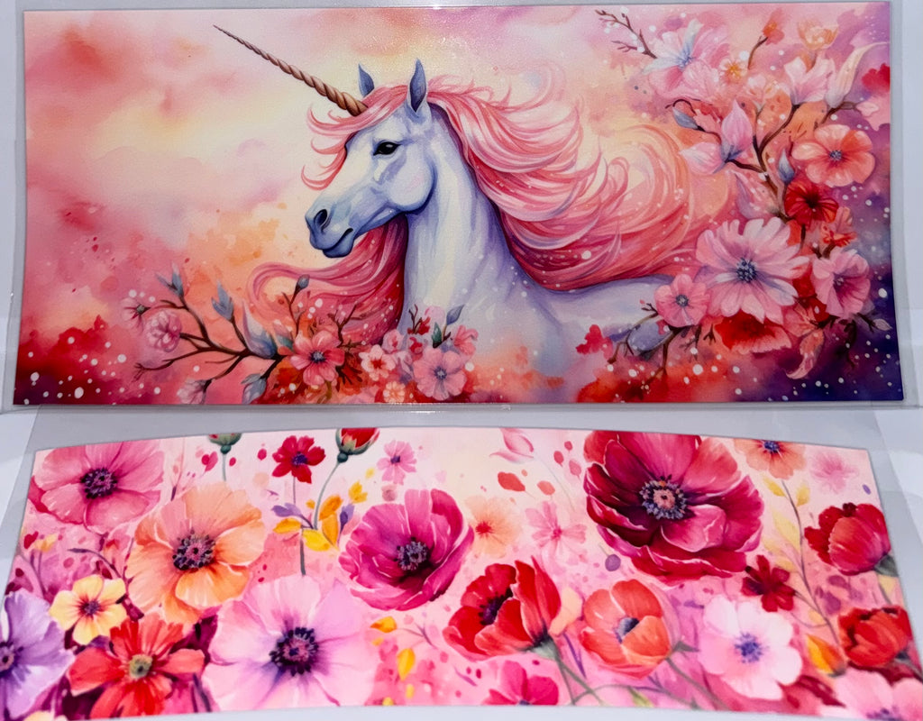 Pastel Unicorn and Flower Bouquet 40 oz wrap