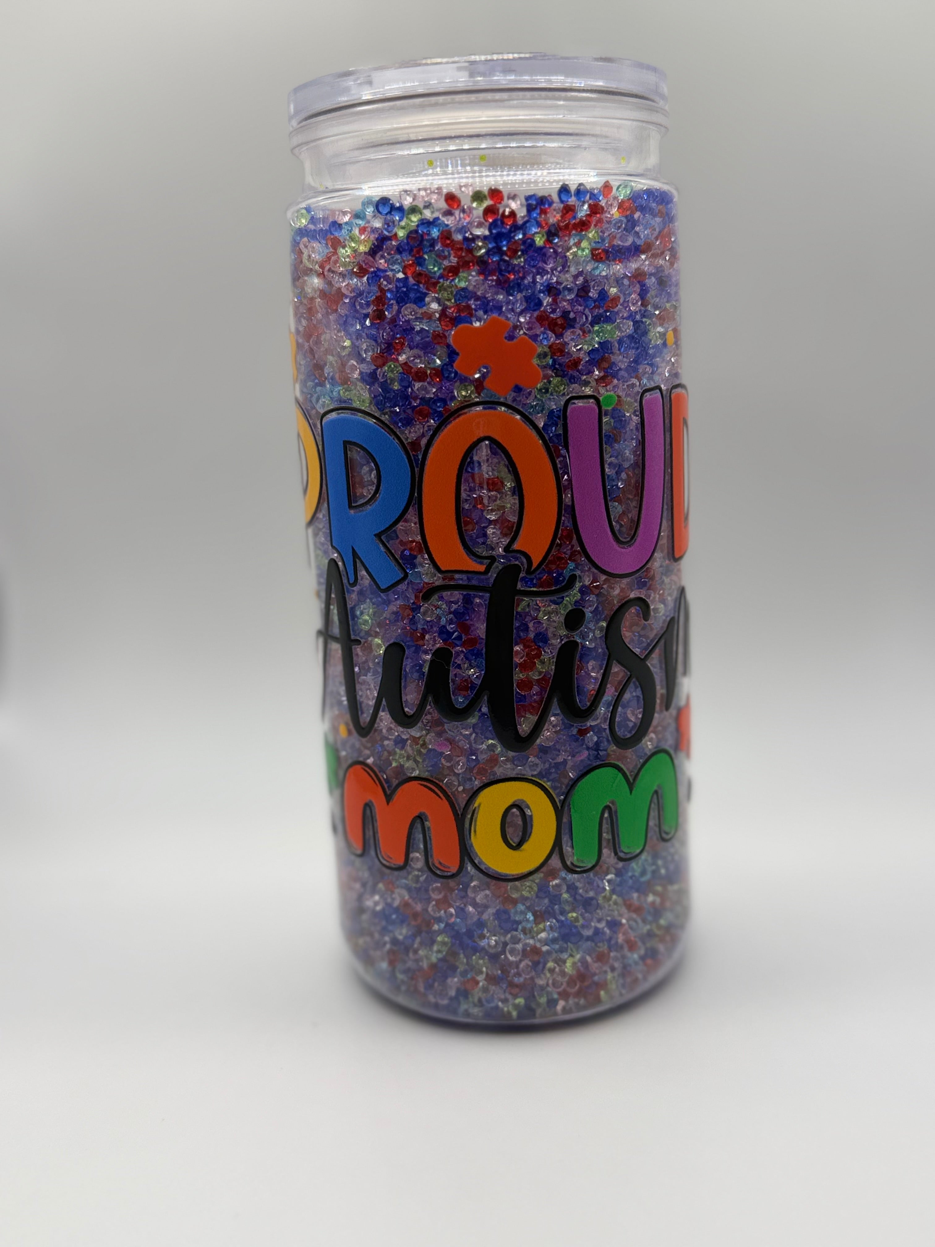 20 oz Proud Autism Mom snow globe cup