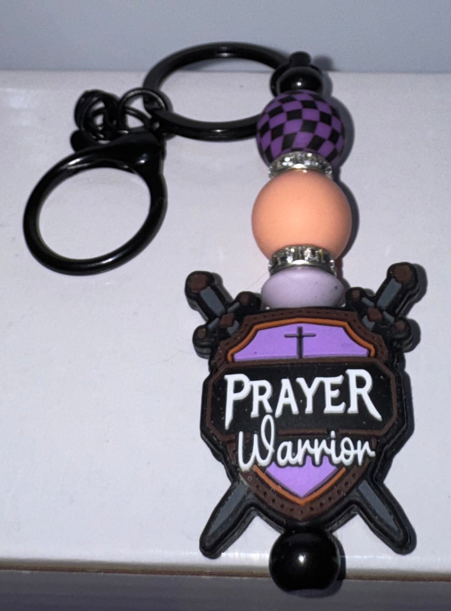 Prayer Warrior beaded key chain